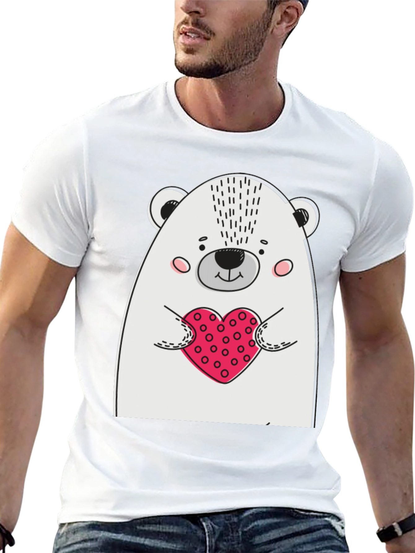Bear Heart T-Shirt - Mens Black Graphic Tee