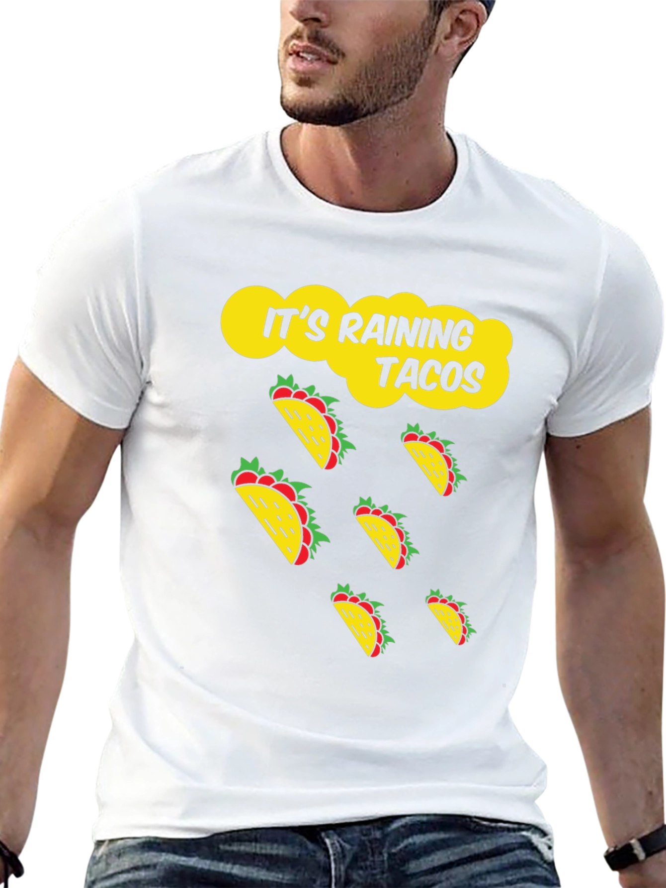 Its Raining Tacos Black Graphic T-Shirt