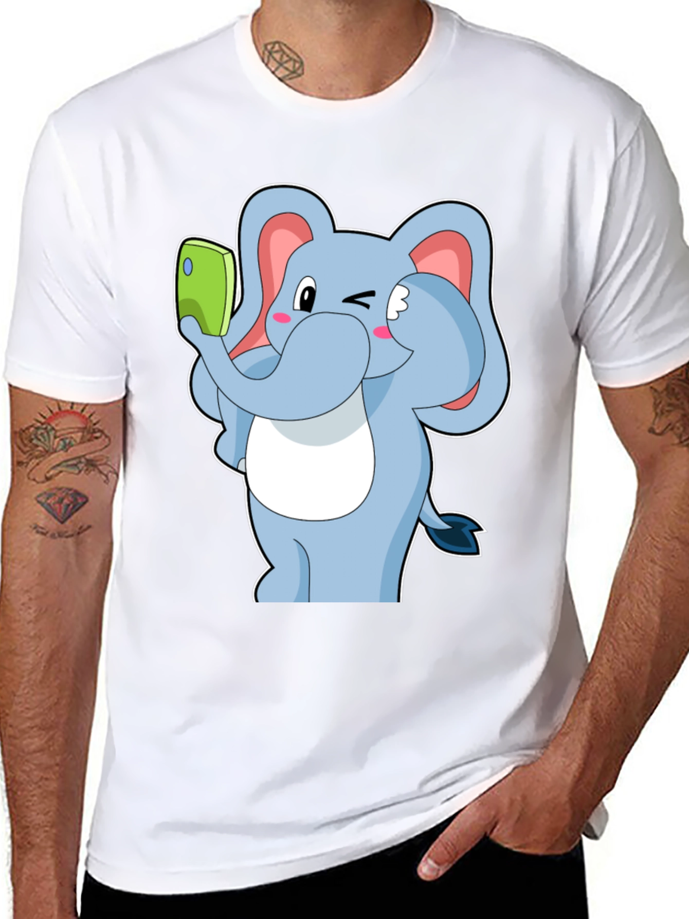 Elephant Selfie T-Shirt - Fun Cartoon Tee