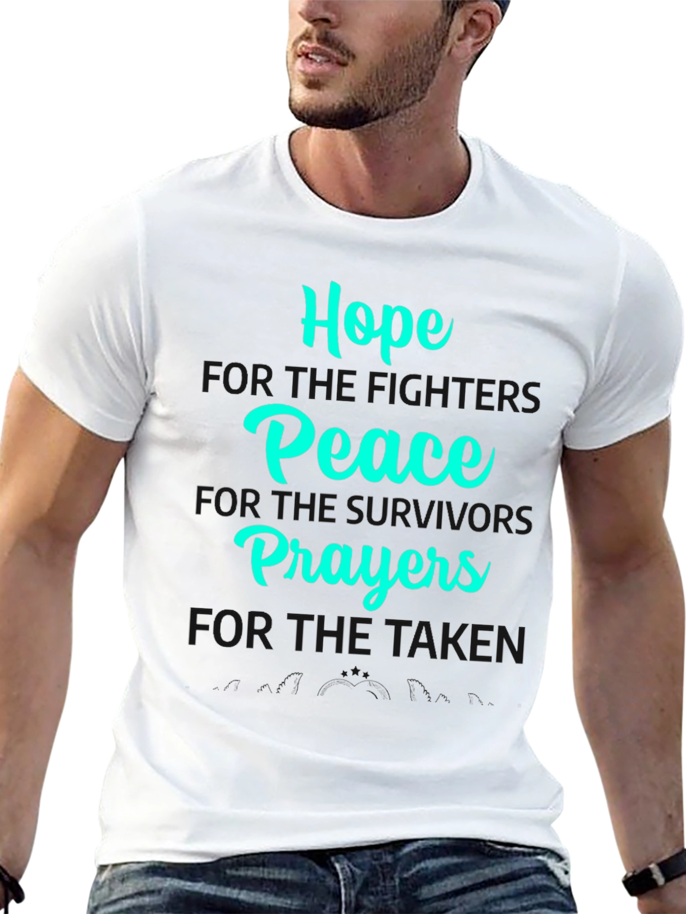 Hope Peace Prayers Black Graphic T-Shirt