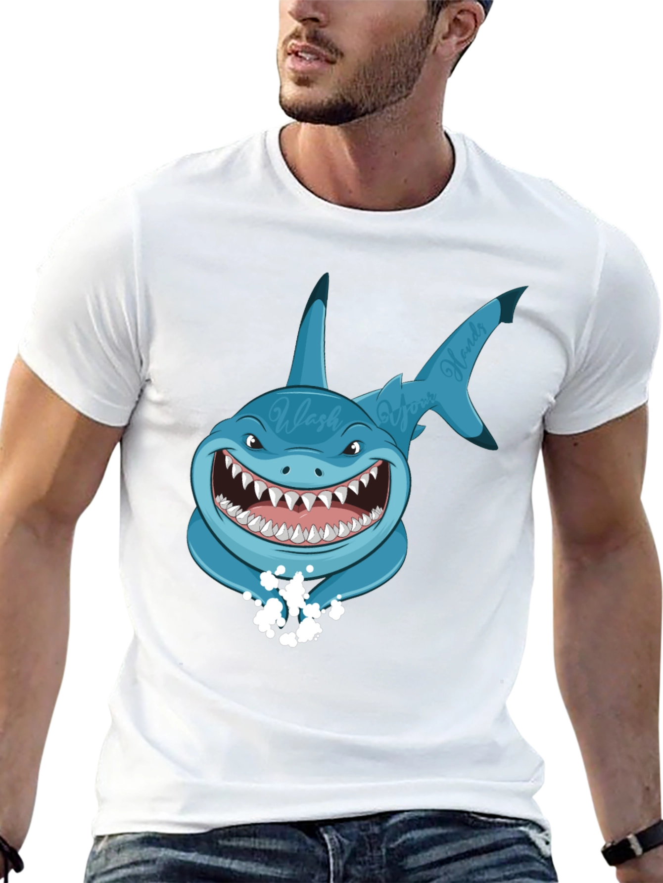 Wash Your Hands Shark T-Shirt - Funny Novelty Tee
