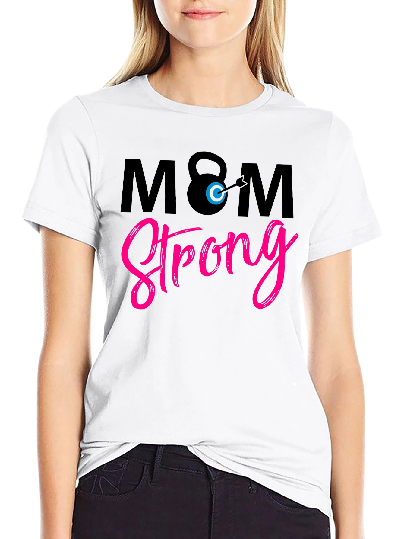 Mom Strong Graphic Tee - Black