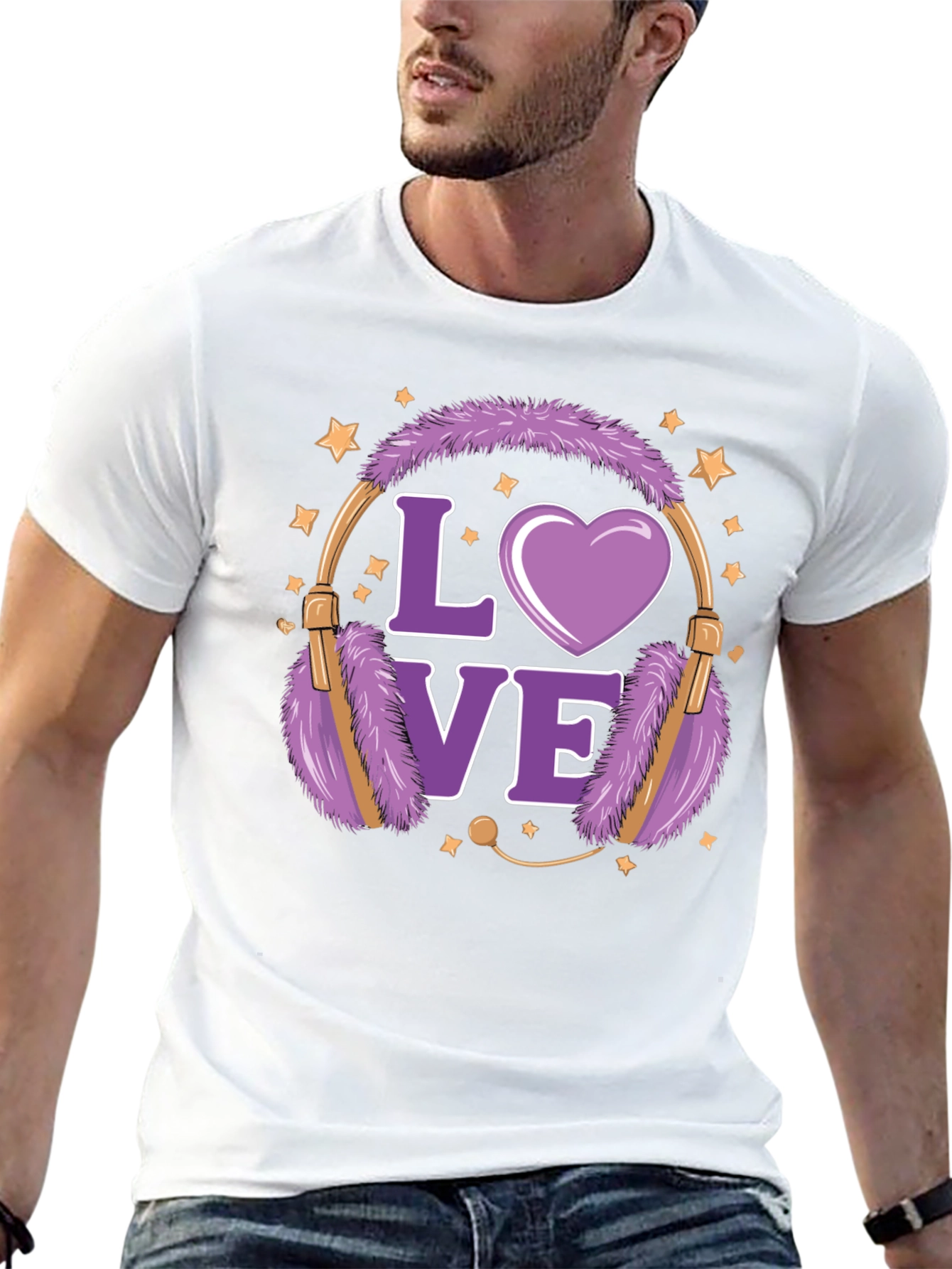 Love Headphones Graphic T-Shirt - Stylish Casual Wear