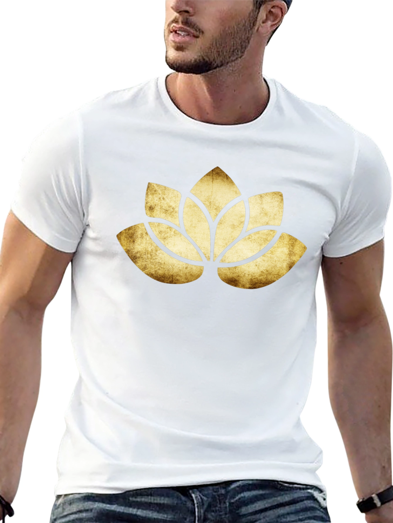Lotus Flower Graphic Black T-Shirt