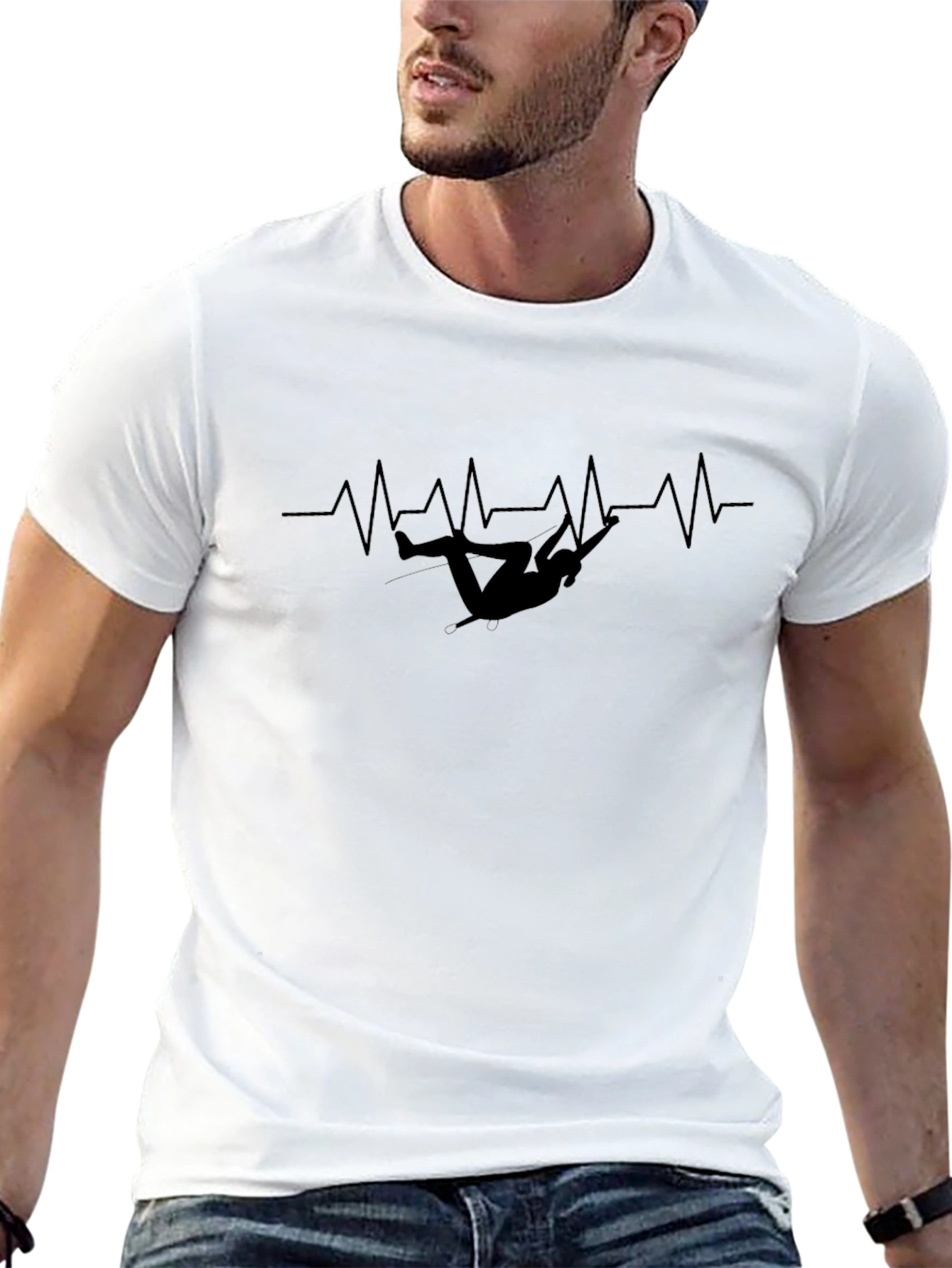 Climbing Heartbeat T-Shirt - Black Graphic Tee