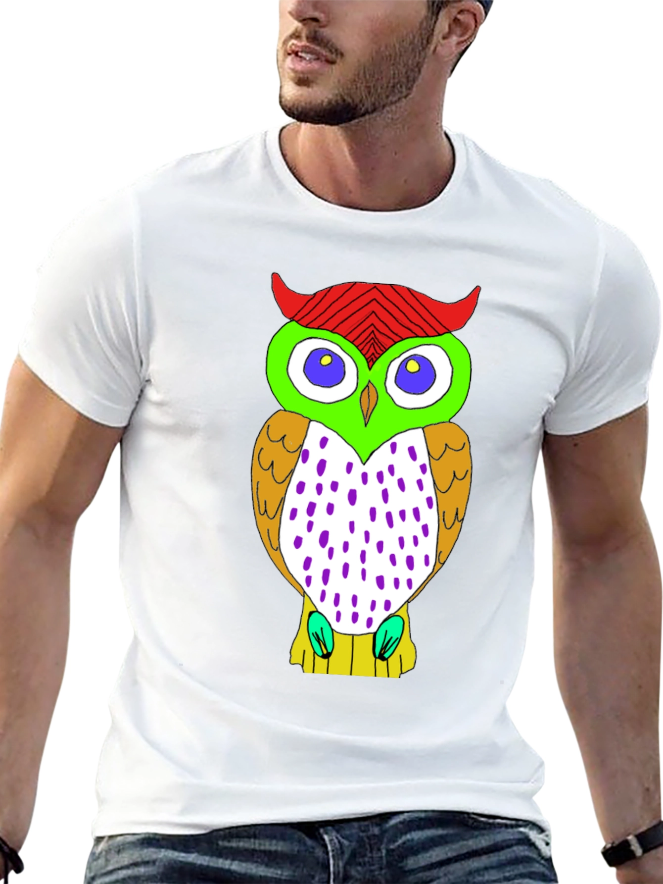 Fun Owl Graphic Print Black T-Shirt