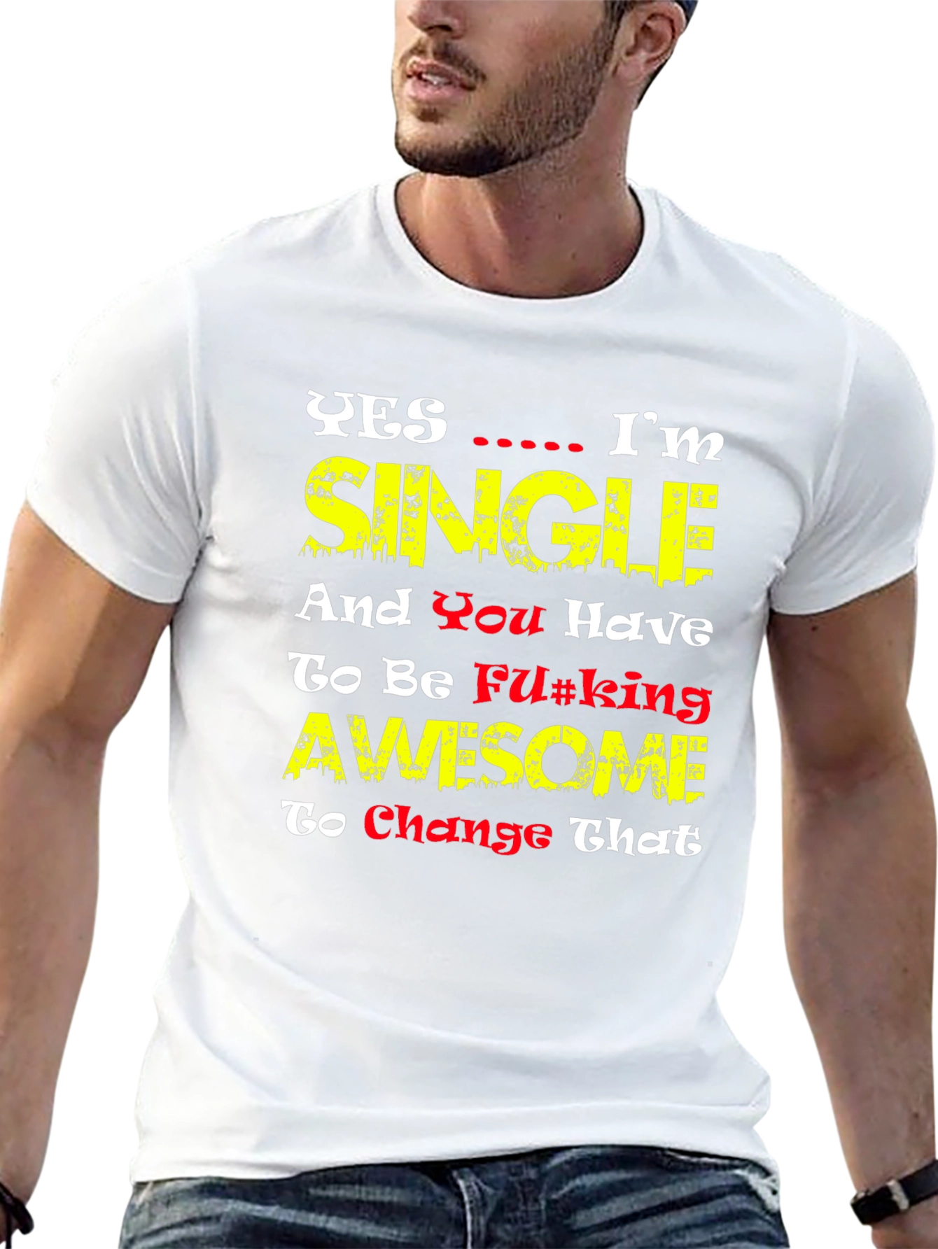 Single & Awesome Graphic Tee - Funny Mens T-Shirt