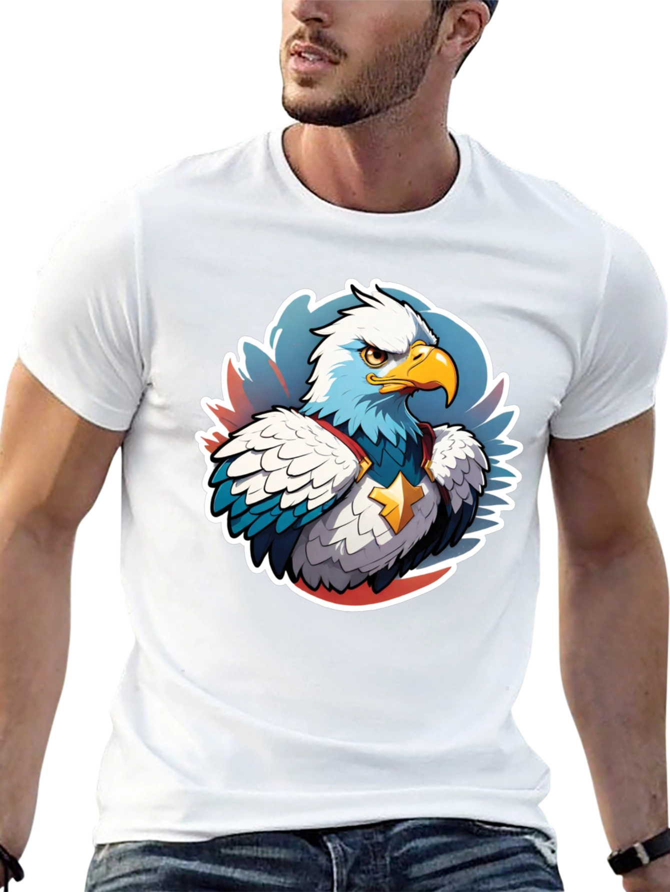 Patriotic Eagle Graphic Tee - Black