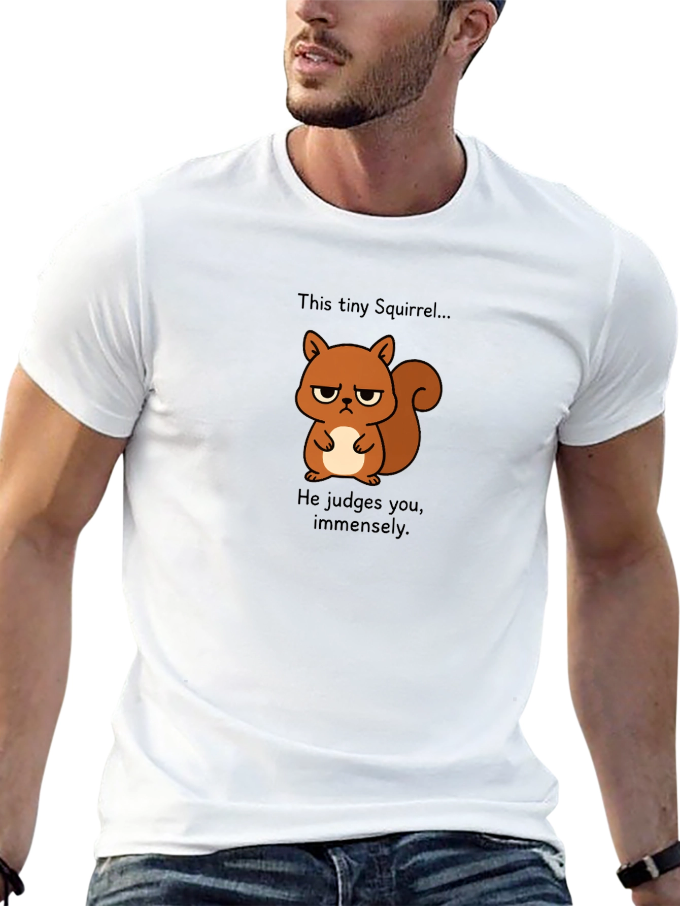 Grumpy Squirrel Graphic T-Shirt - He Judges You!