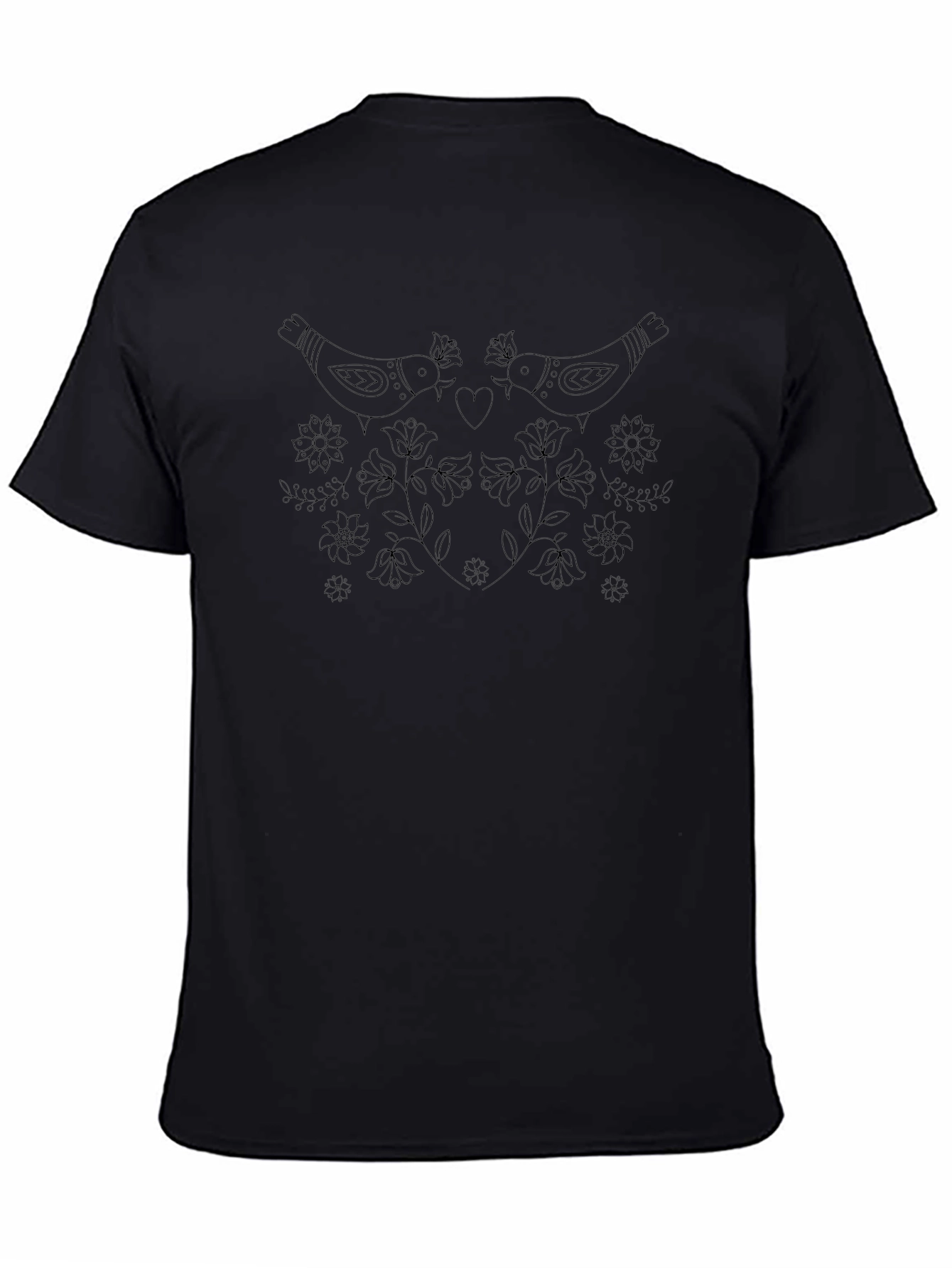 Lovebirds Floral Black T-Shirt