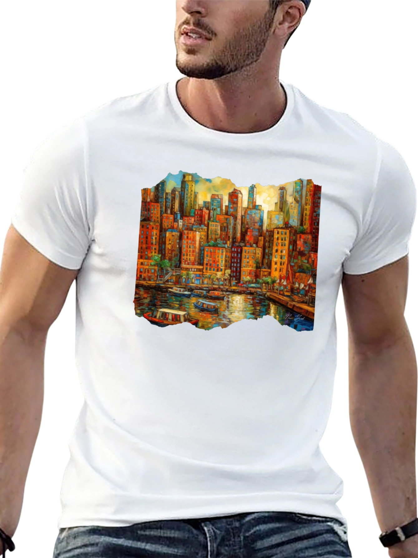 Cityscape Art Black T-Shirt