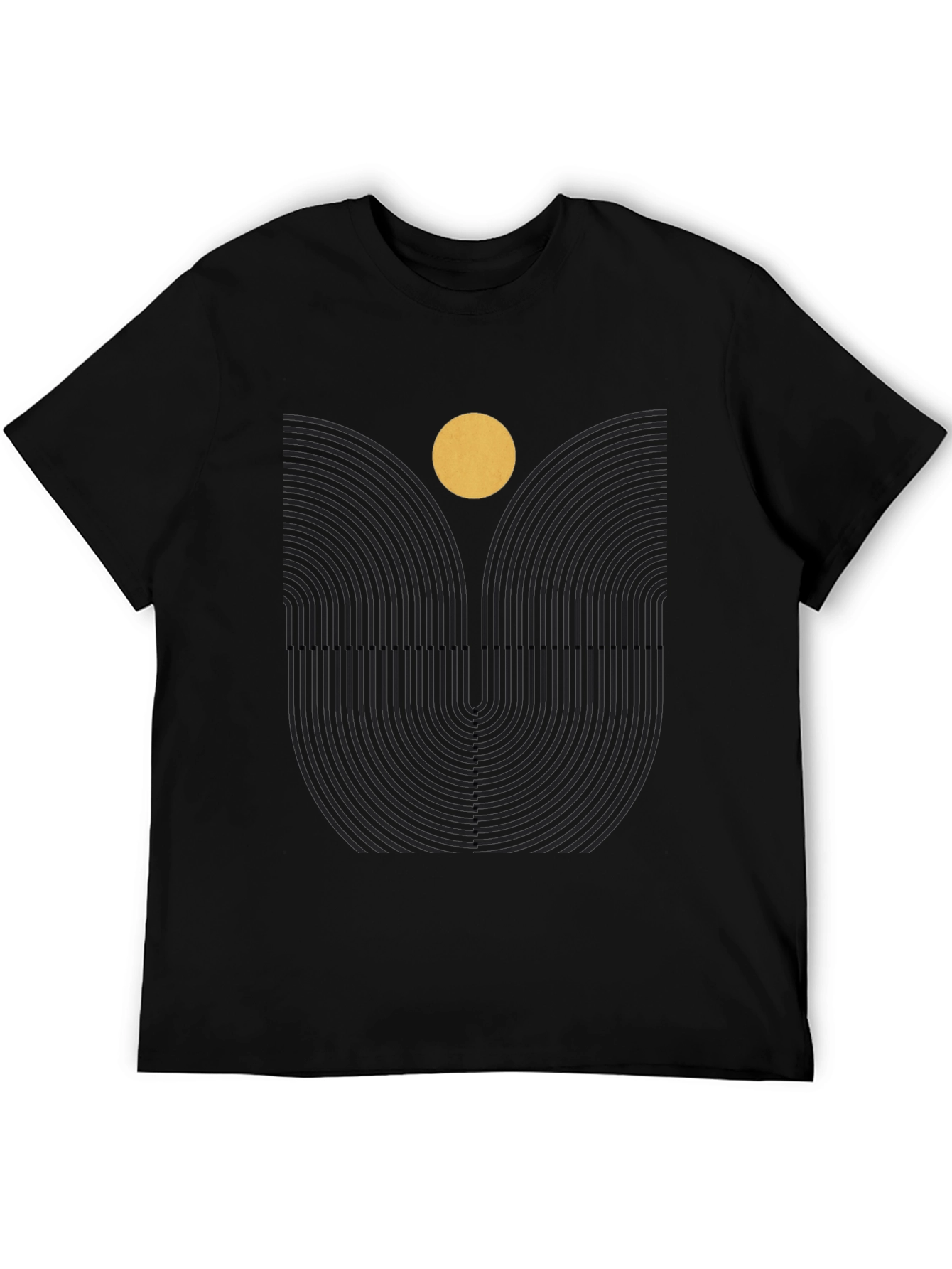 Geometric Sun Graphic Print Black Tee