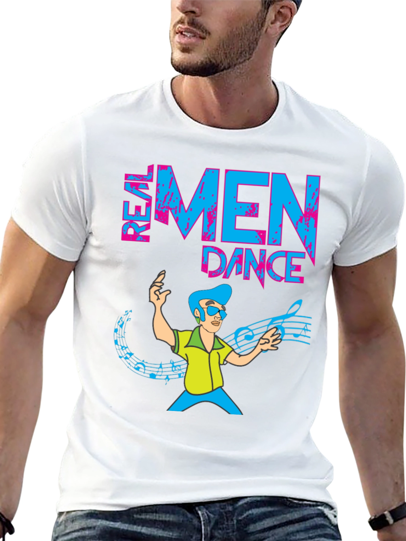 Real Men Dance T-Shirt Funny Cartoon Graphic Tee