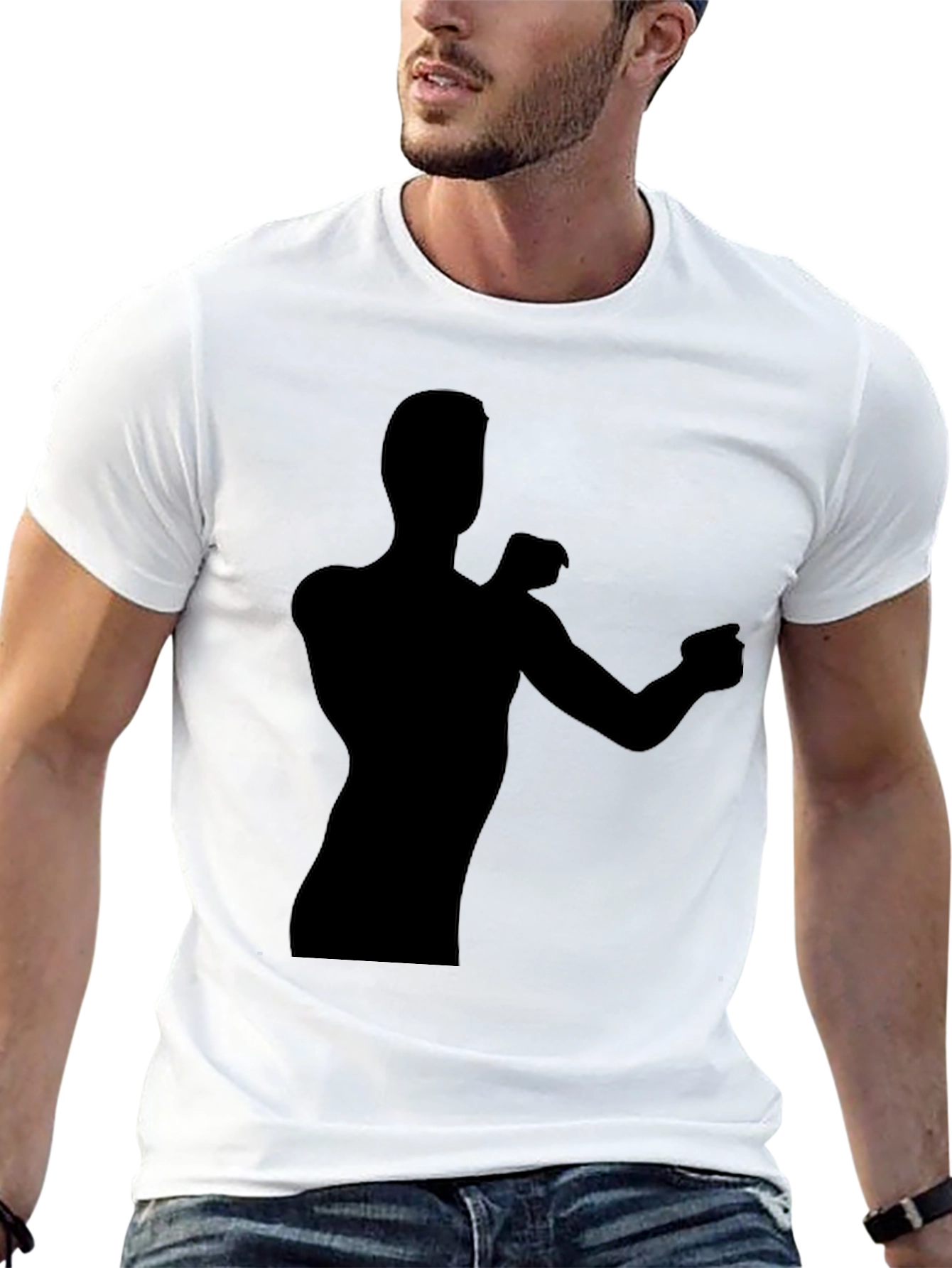 Silhouette Graphic Tee - Black Cotton Casual Shirt