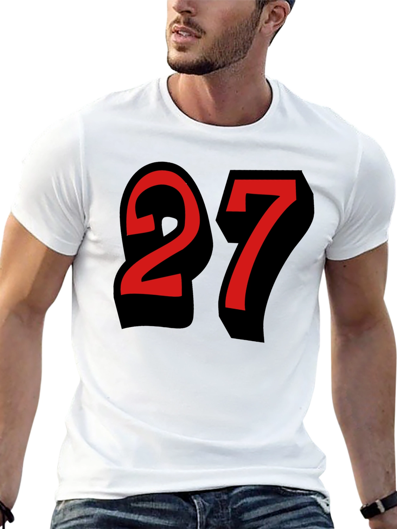Number 27 Graphic Tee - Black Cotton Shirt