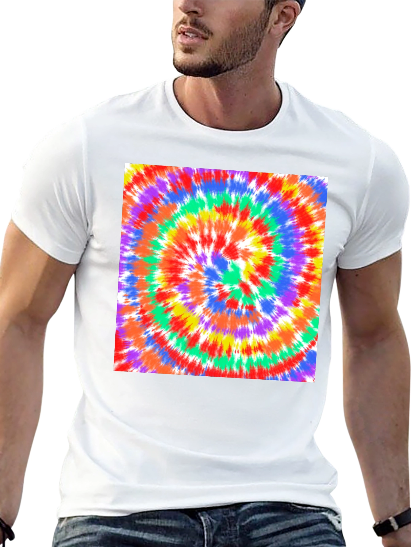 Rainbow Tie-Dye Swirl Graphic Tee - Casual Comfort