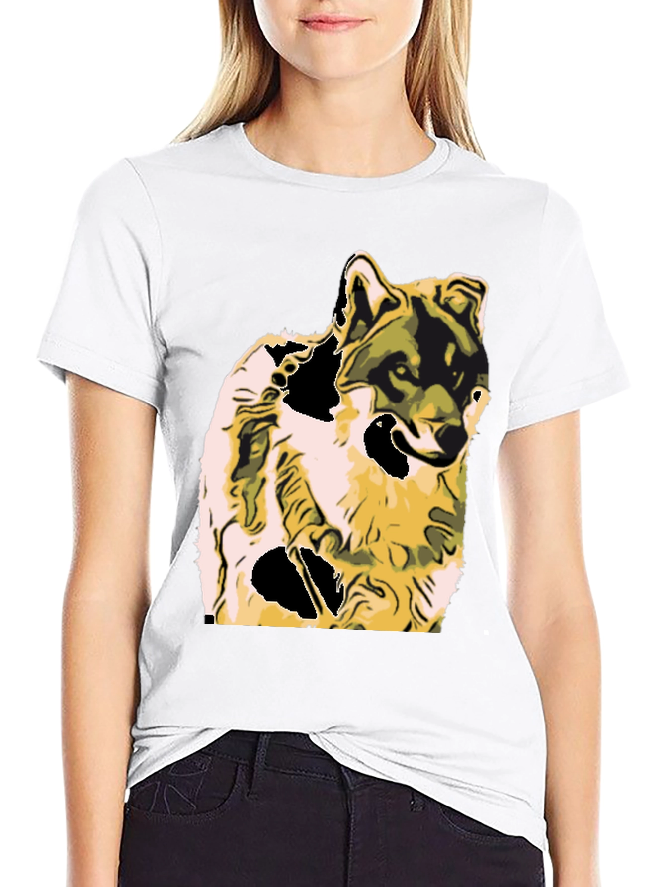 Wolf Graphic Print Black T-Shirt