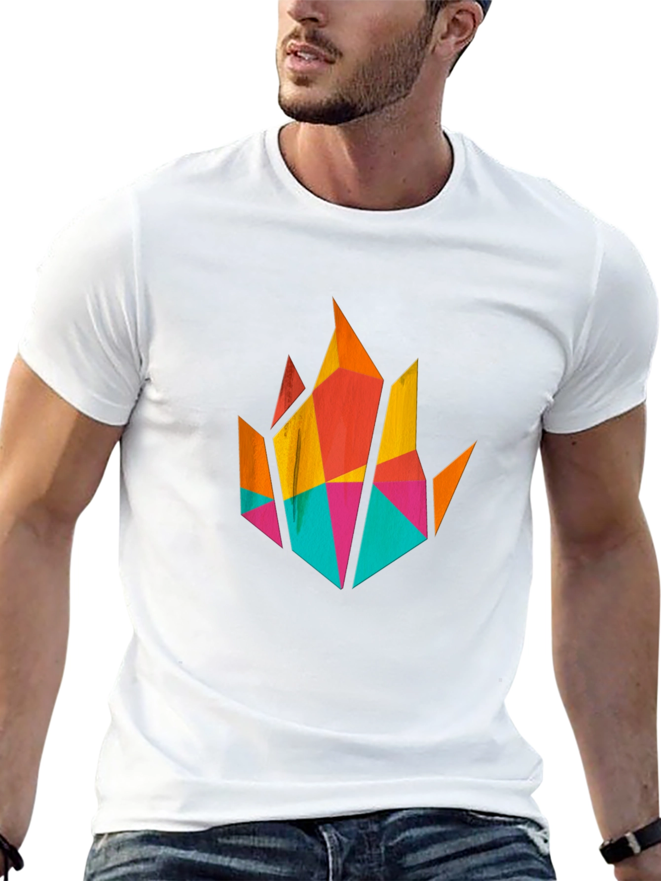 Geometric Flame Graphic T-Shirt - Modern Art Tee