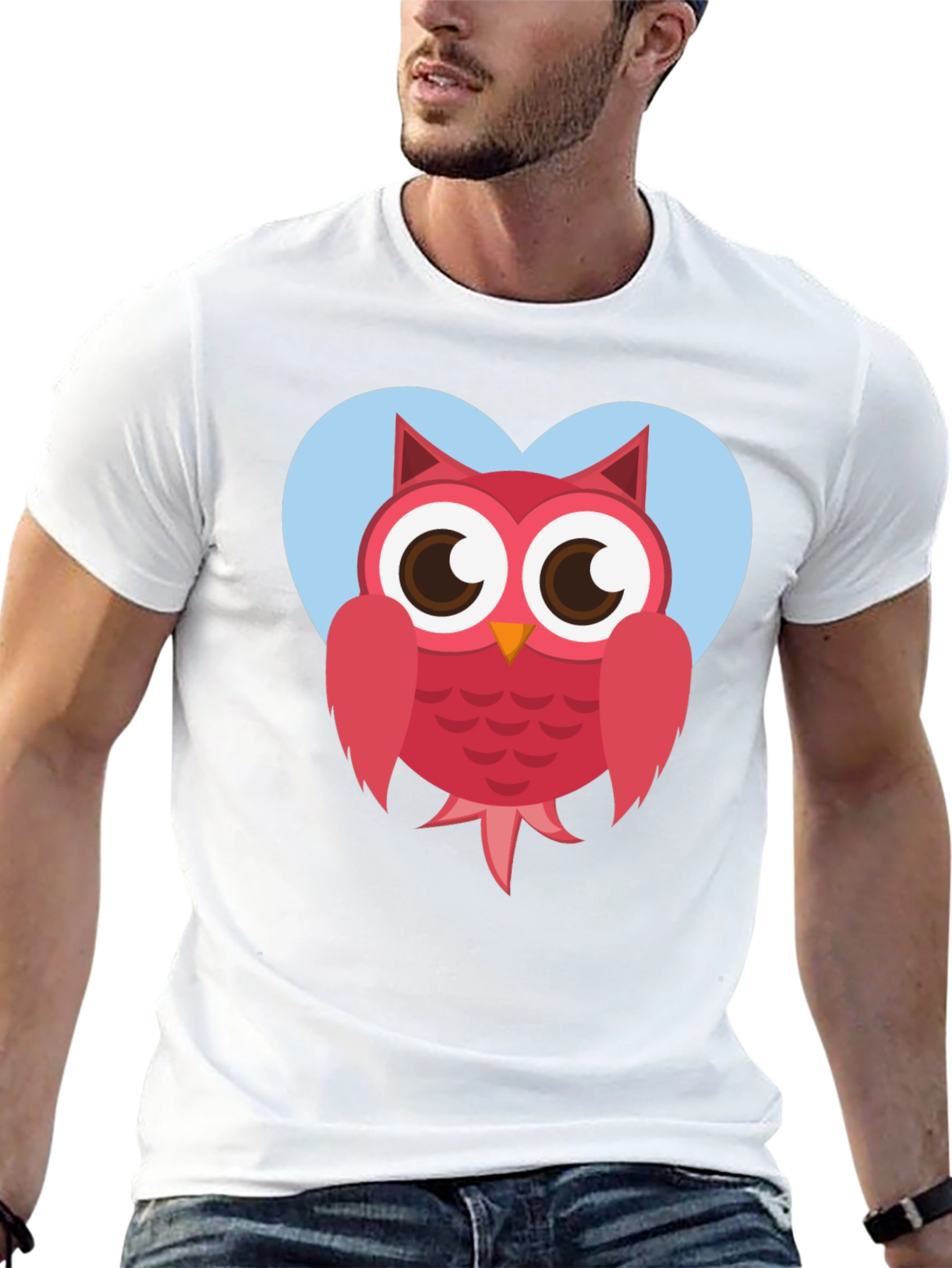 Cute Owl Heart Graphic T-Shirt - Black Cotton Tee