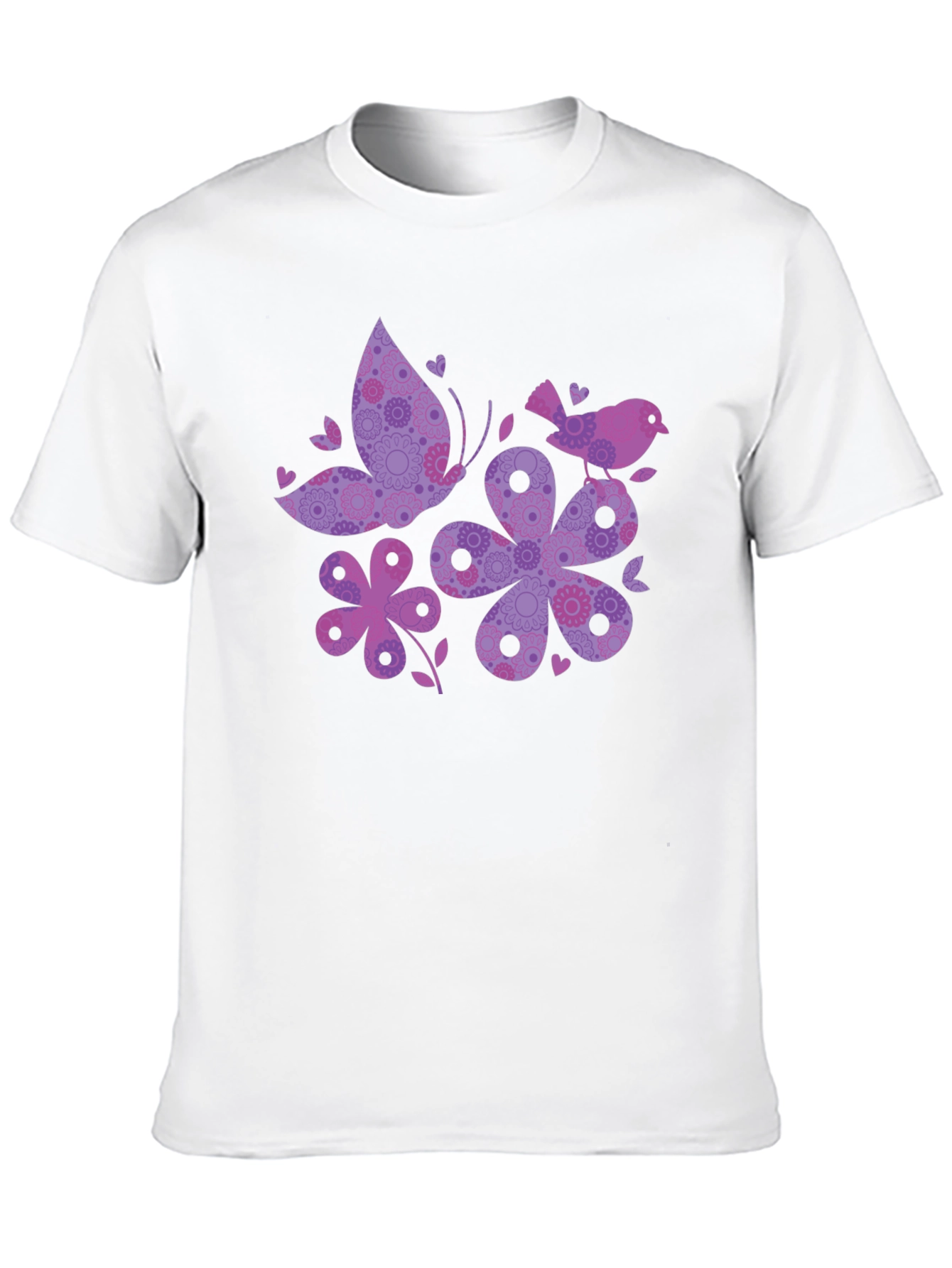 Butterfly & Flowers Graphic T-Shirt - Black