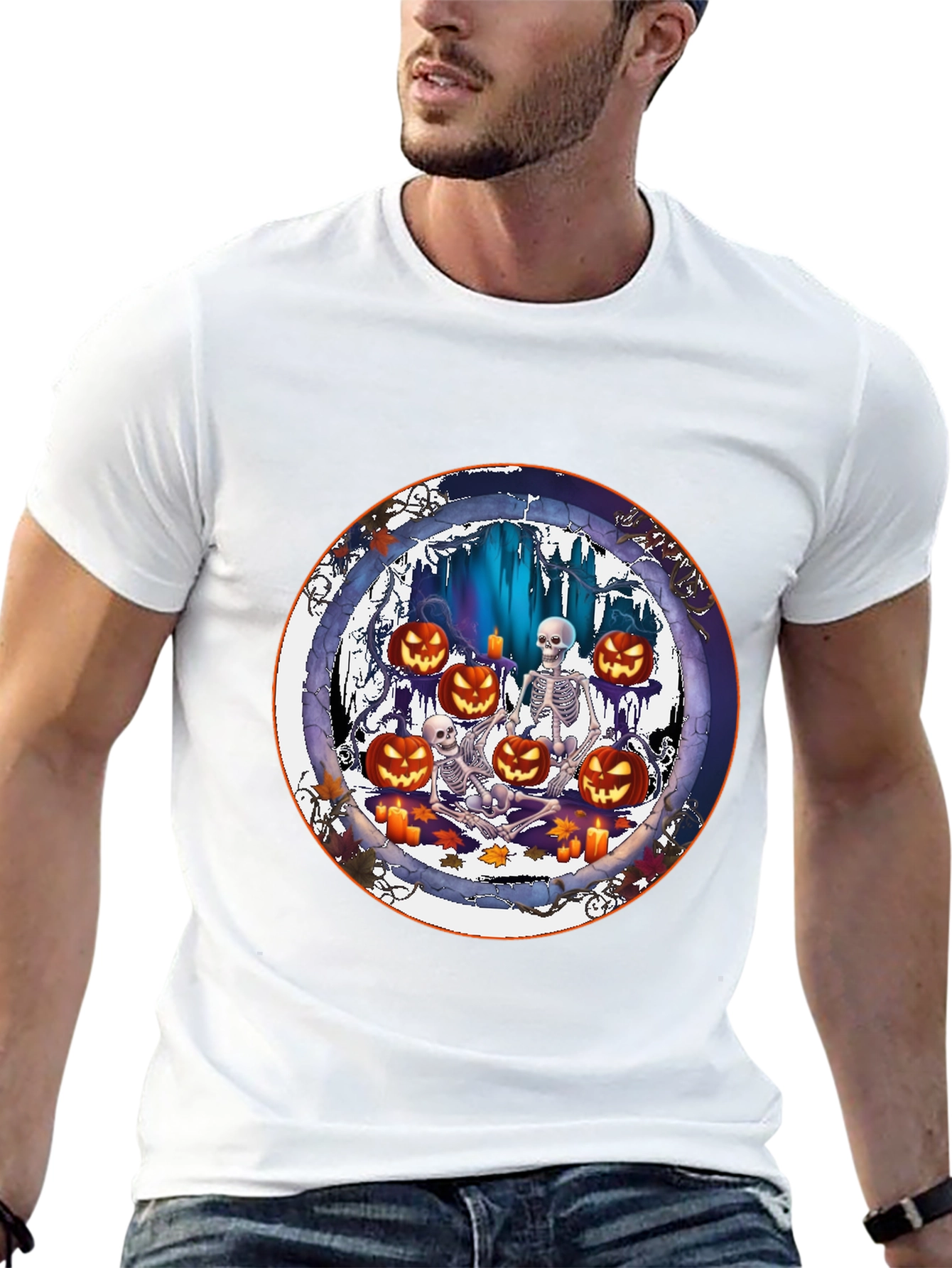 Halloween Skeletons & Pumpkins T-Shirt