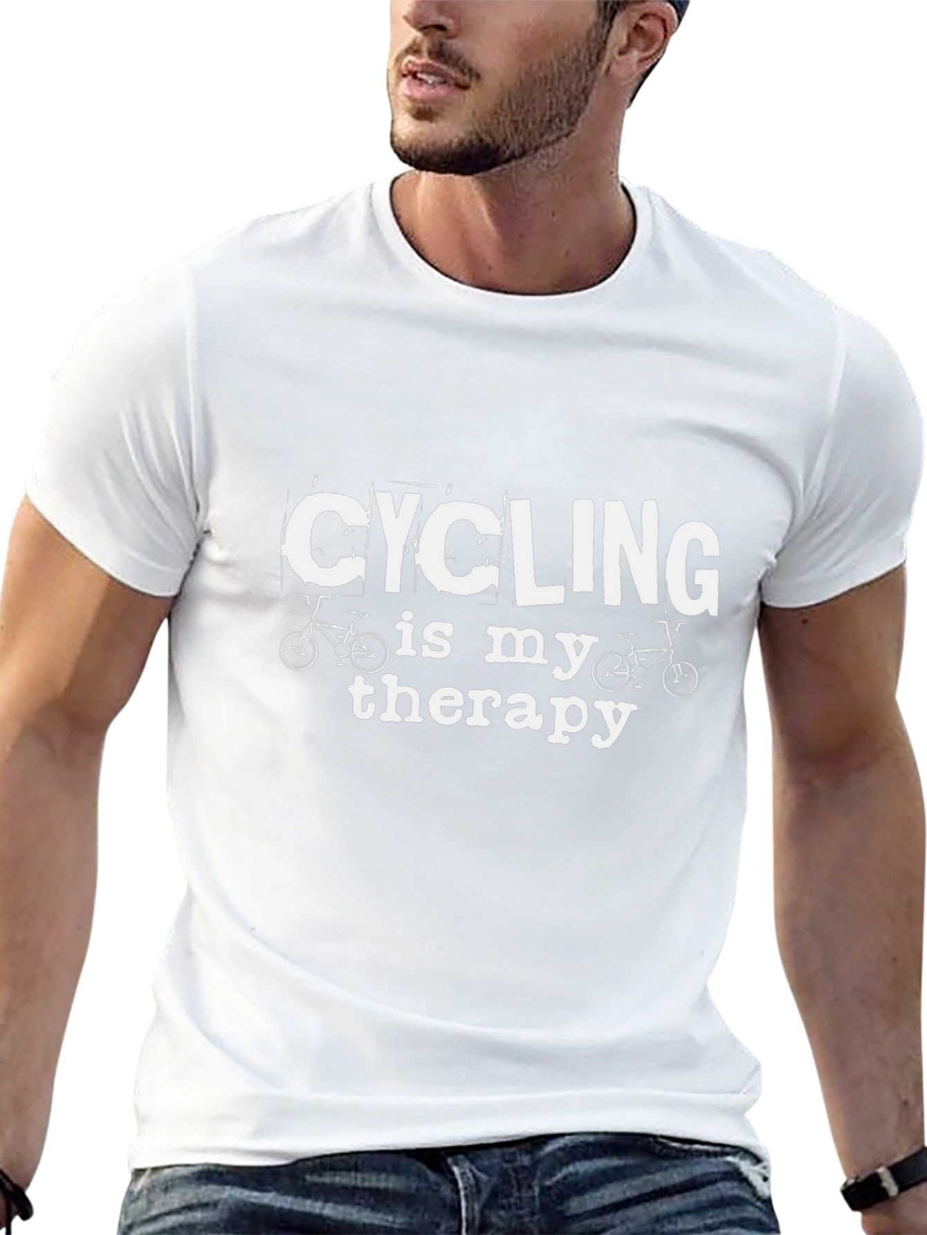 Cycling is My Therapy Black T-Shirt
