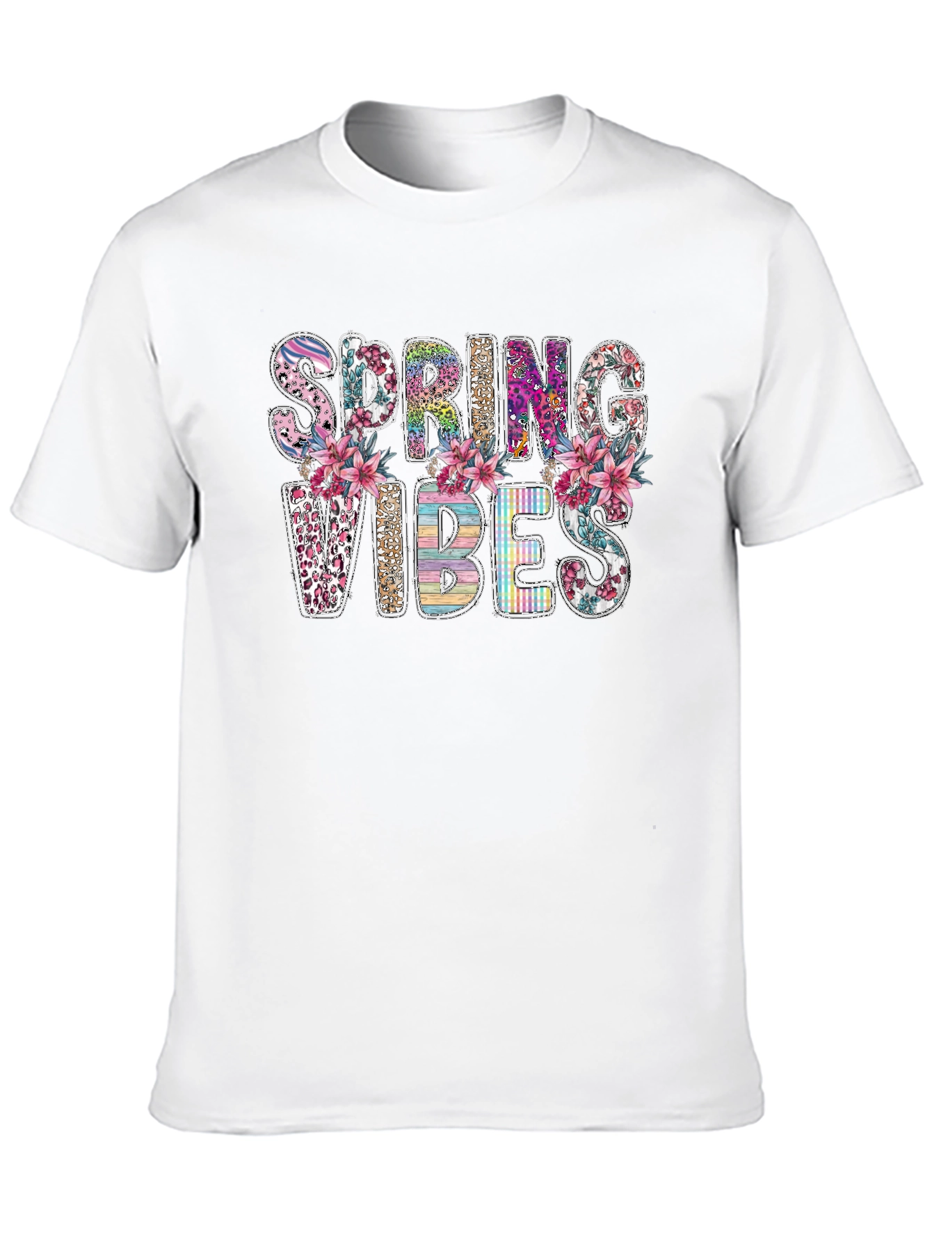 Spring Vibes Graphic Tee - Black Casual T-Shirt