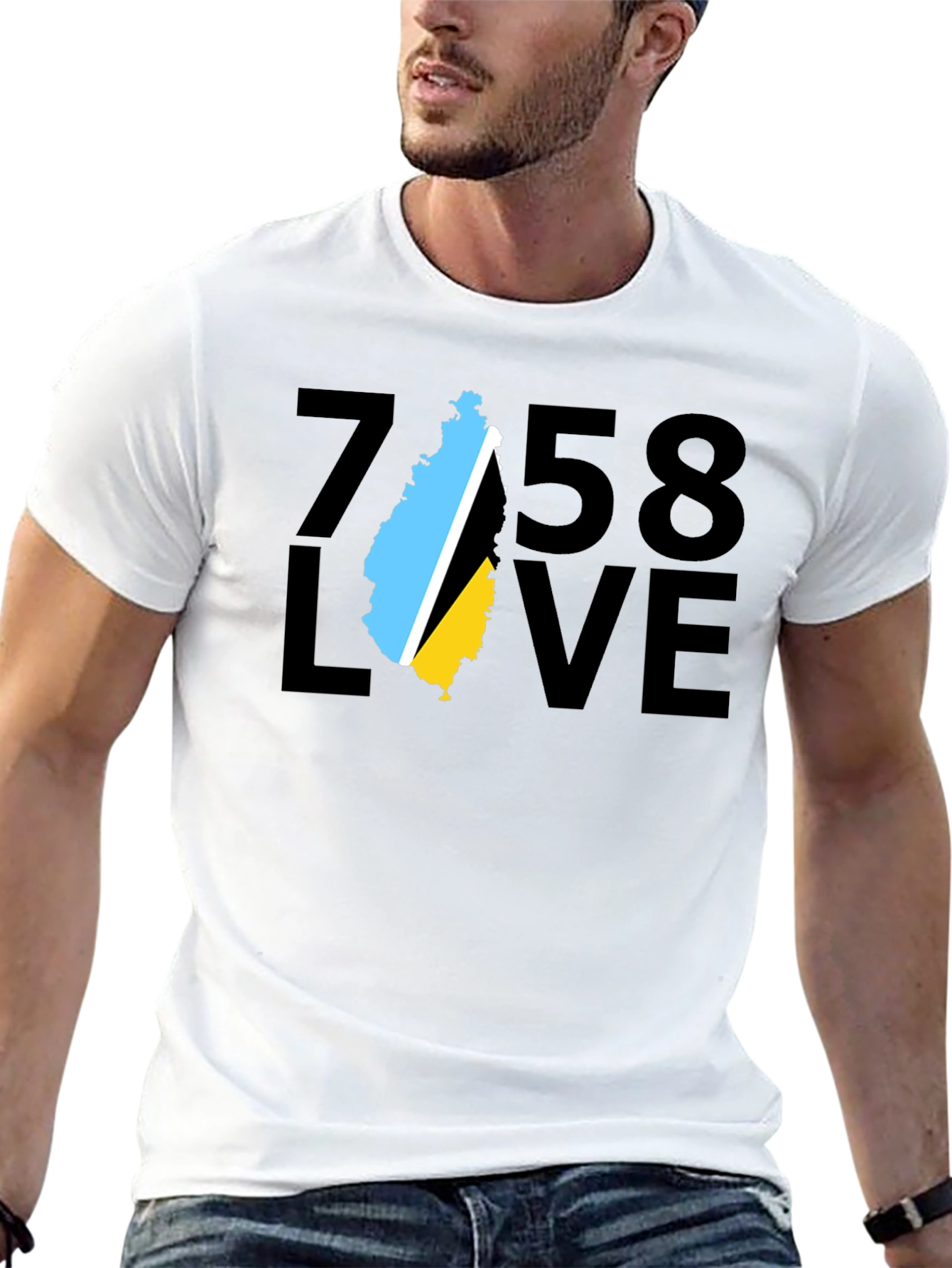758 Love St. Lucia Flag T-Shirt
