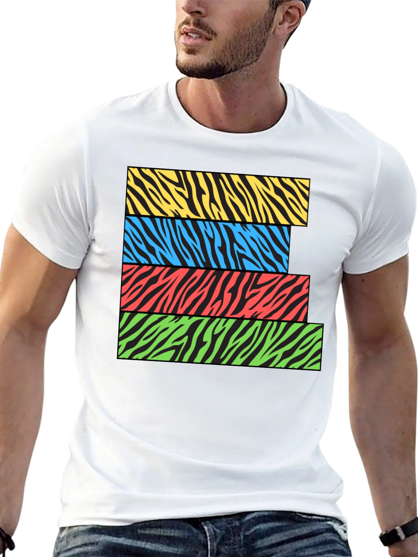 Zebra Stripe Stacked Graphic T-Shirt