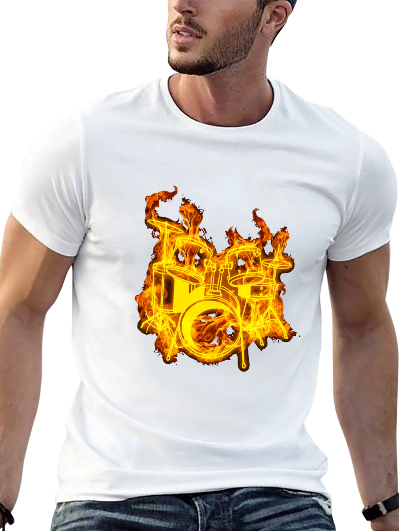 Flaming Drums Black T-Shirt