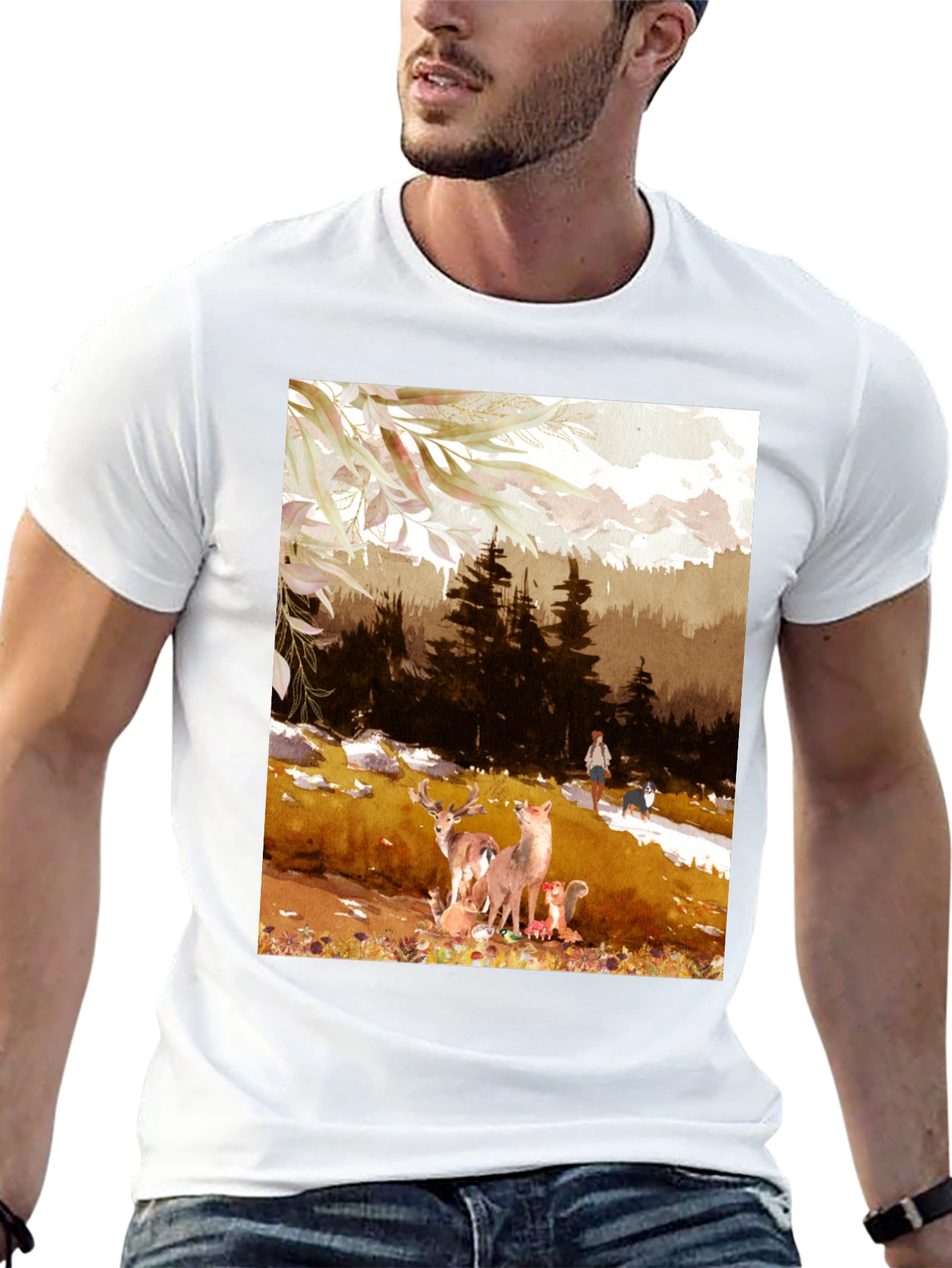 Nature Scene Graphic Tee - Black
