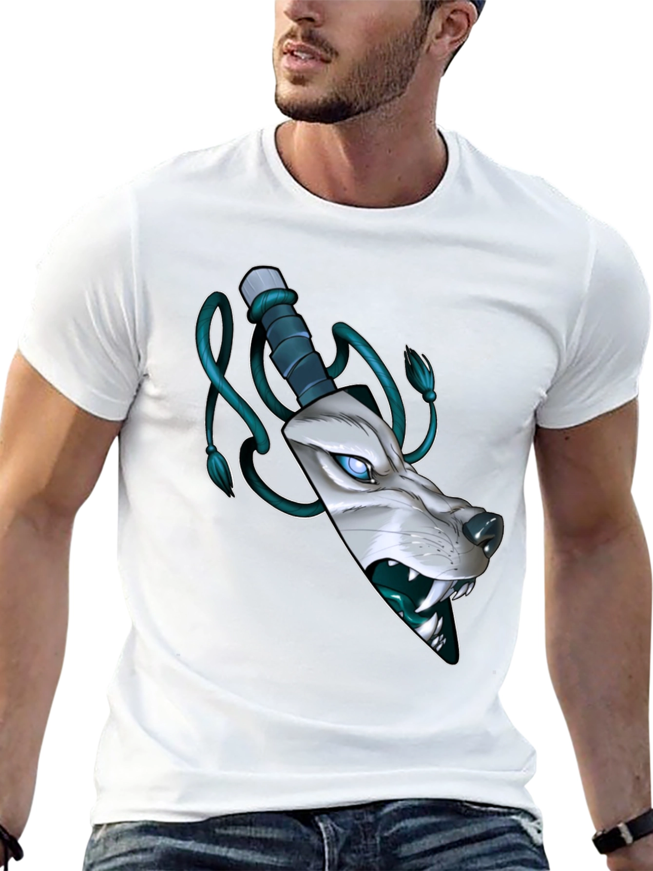 Wolf Knife Graphic Tee - Mens Black T-Shirt
