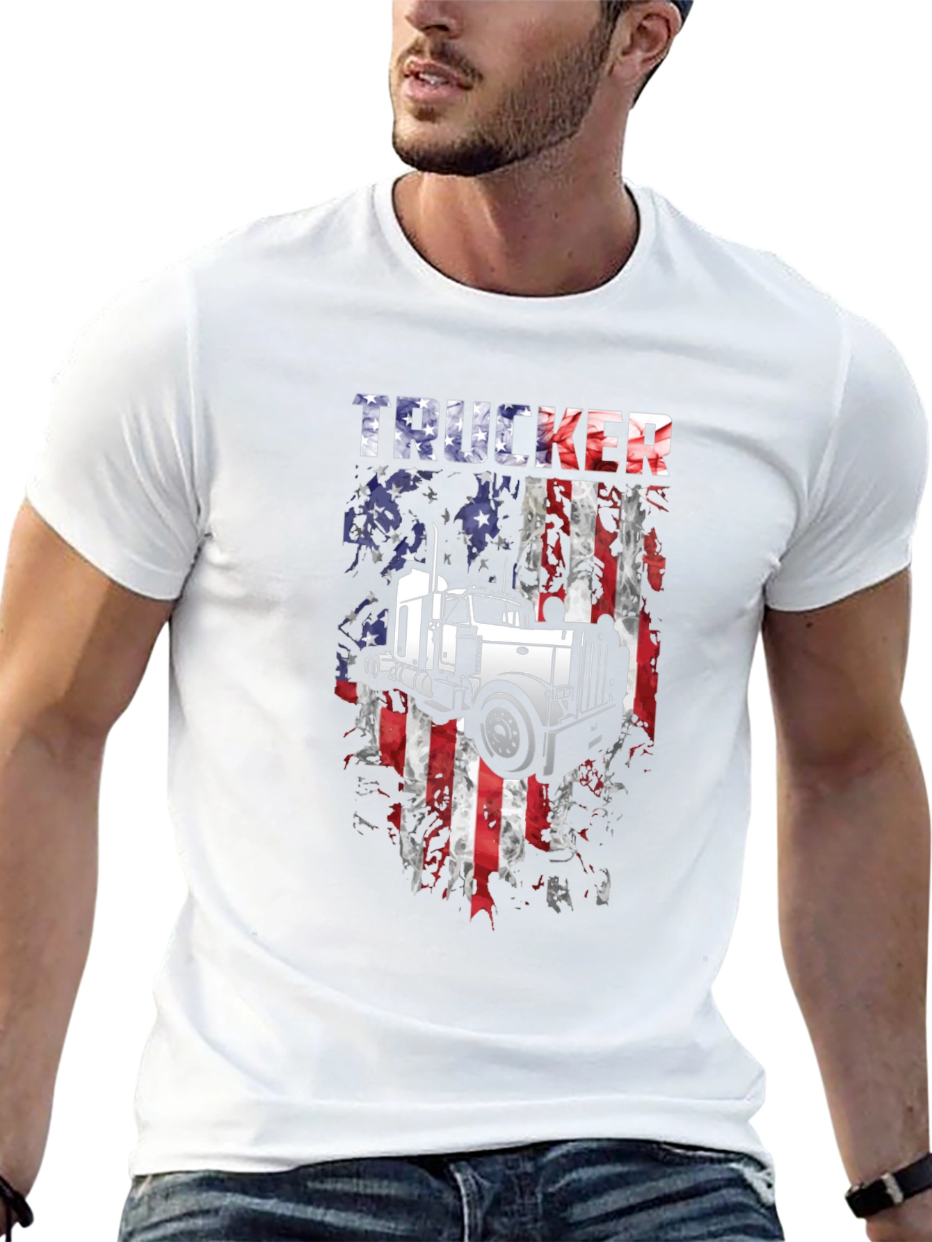 Trucker USA Flag Graphic Tee - Mens