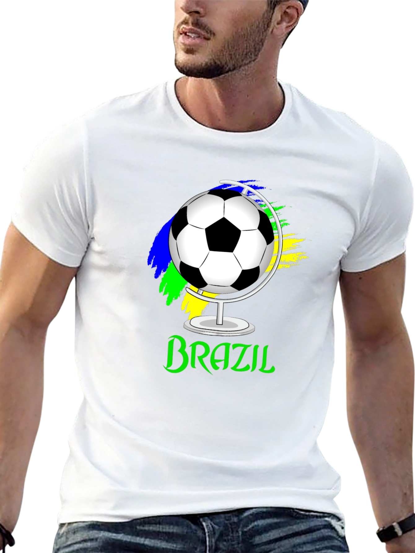Brazil Soccer Ball Globe Graphic T-Shirt