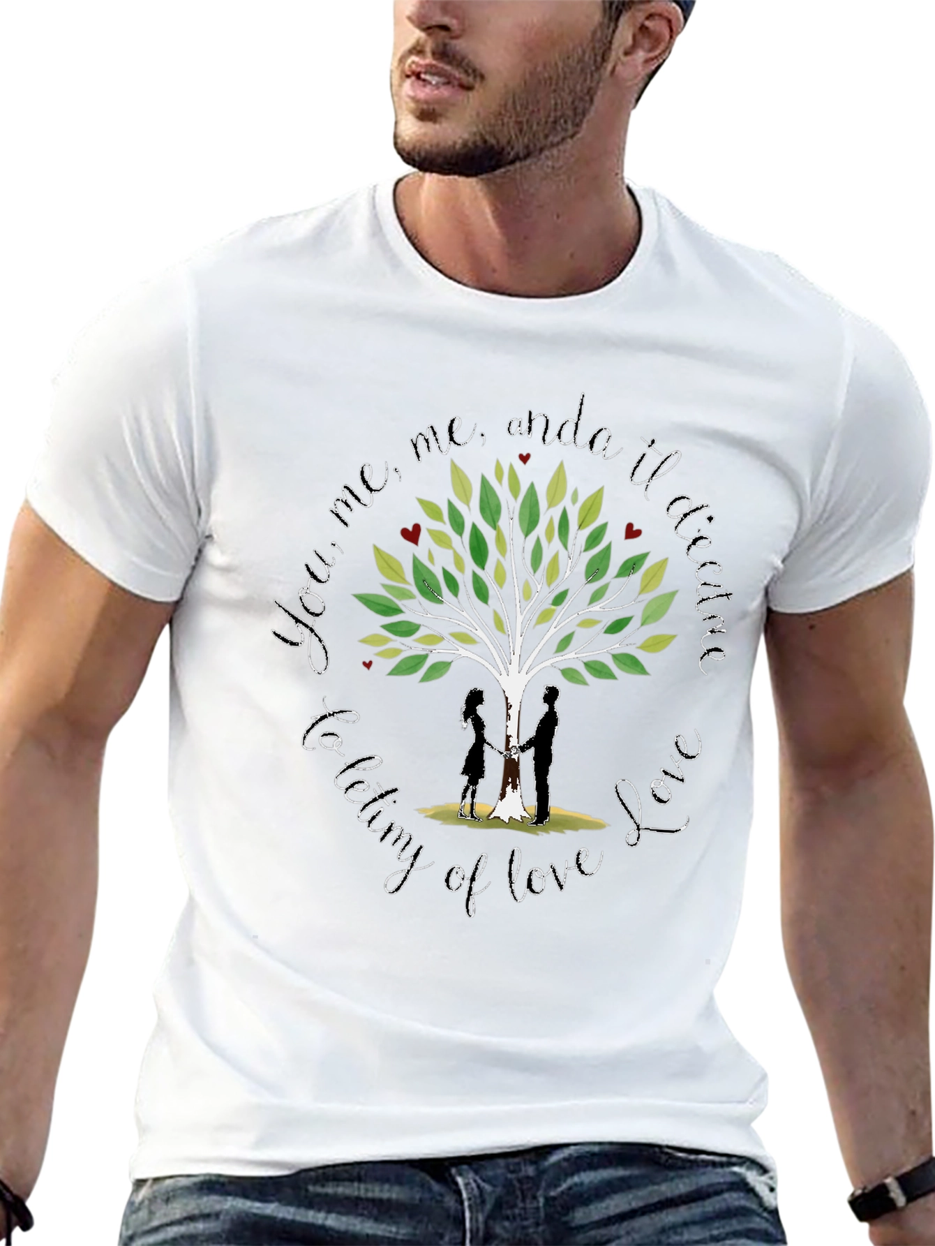 Romantic Tree of Love Graphic T-Shirt