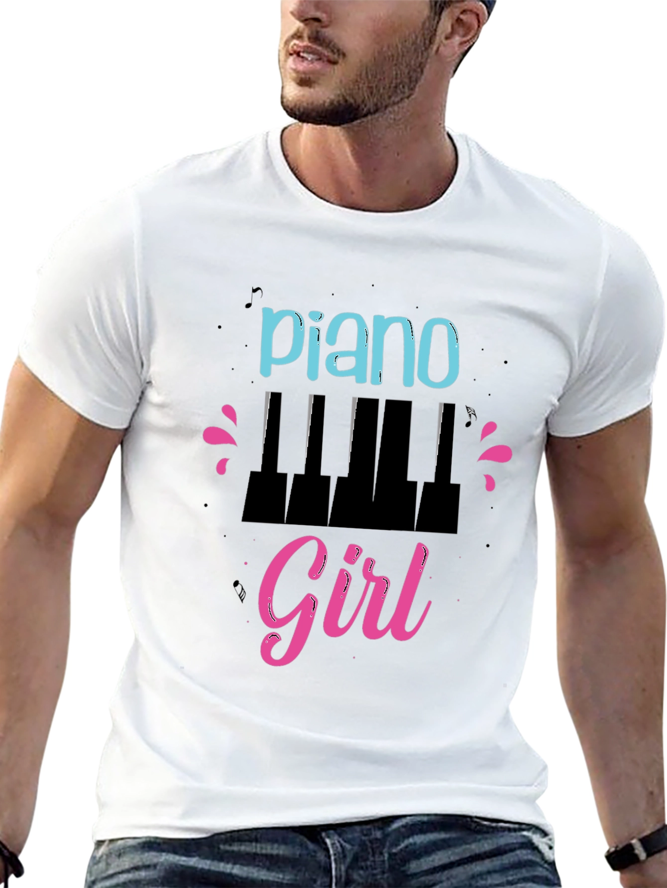 Piano Girl Graphic T-Shirt - Stylish Music Lover Tee