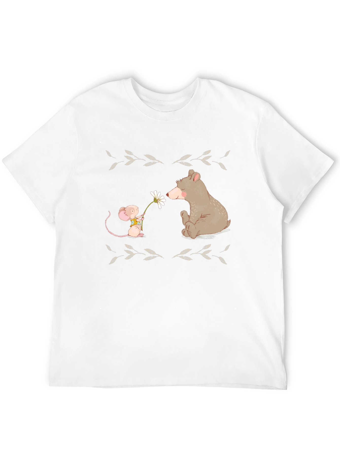 Cute Bear & Mouse T-Shirt - Nature Illustration Tee