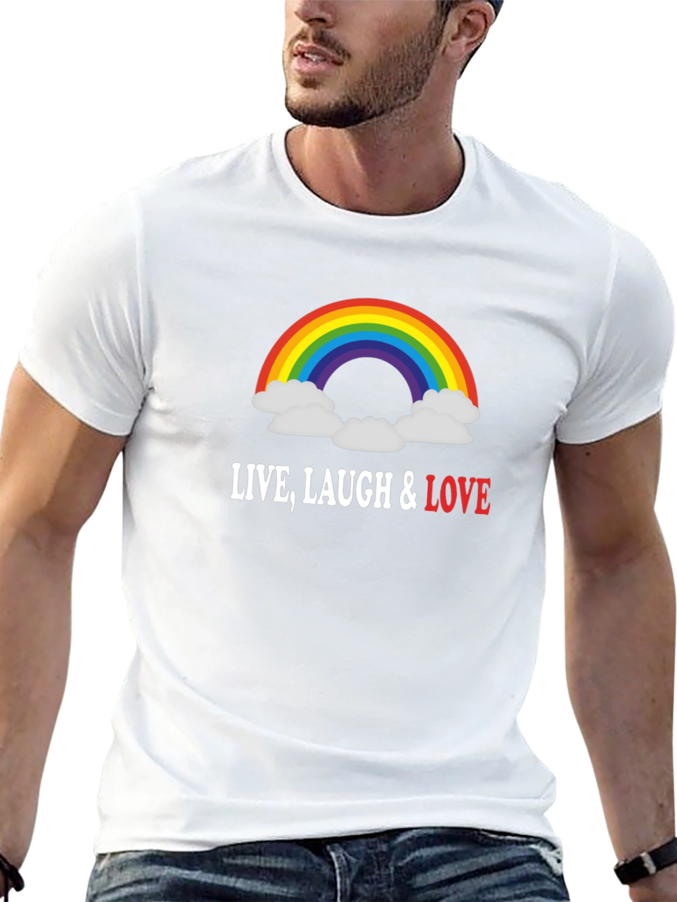 Rainbow Live Laugh Love Graphic T-Shirt