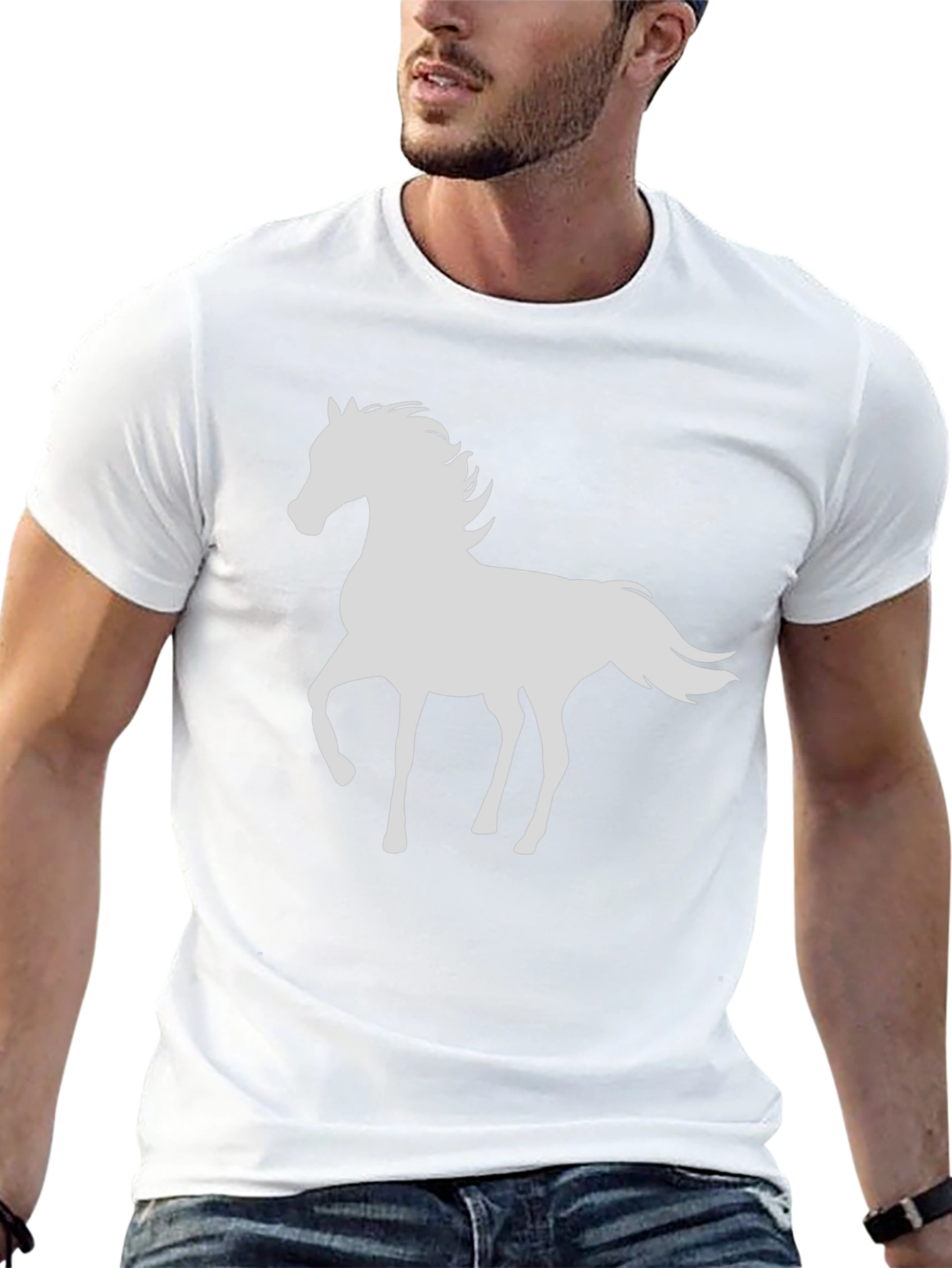 Horse Graphic Tee - Black Cotton T-Shirt