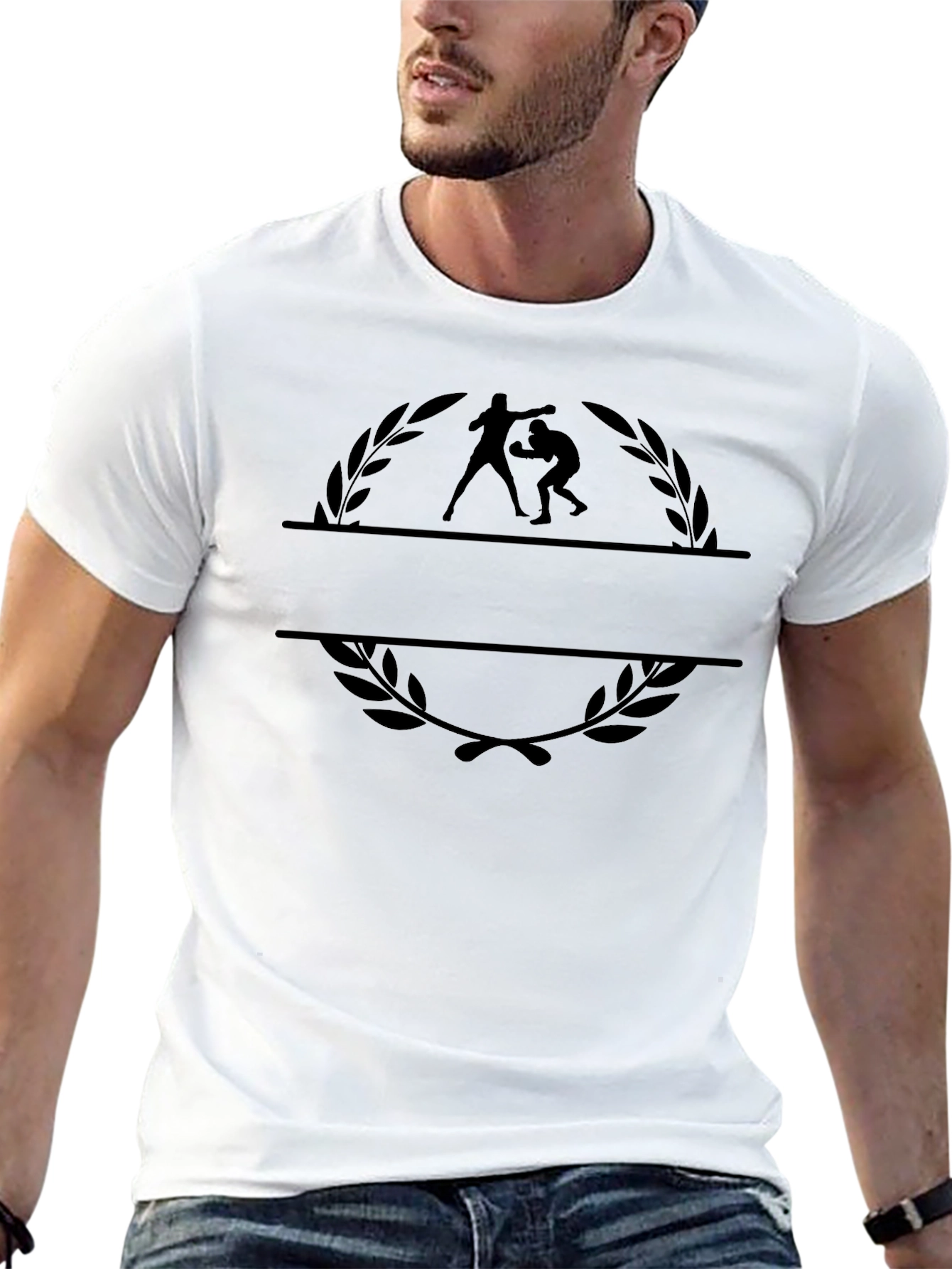 Wrestling Graphic Print Black T-Shirt
