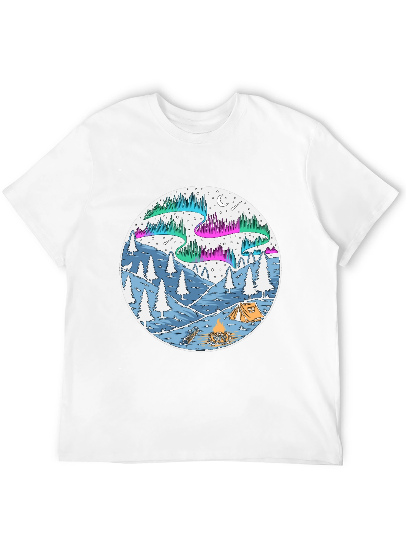 Aurora Camping Scene Graphic Tee