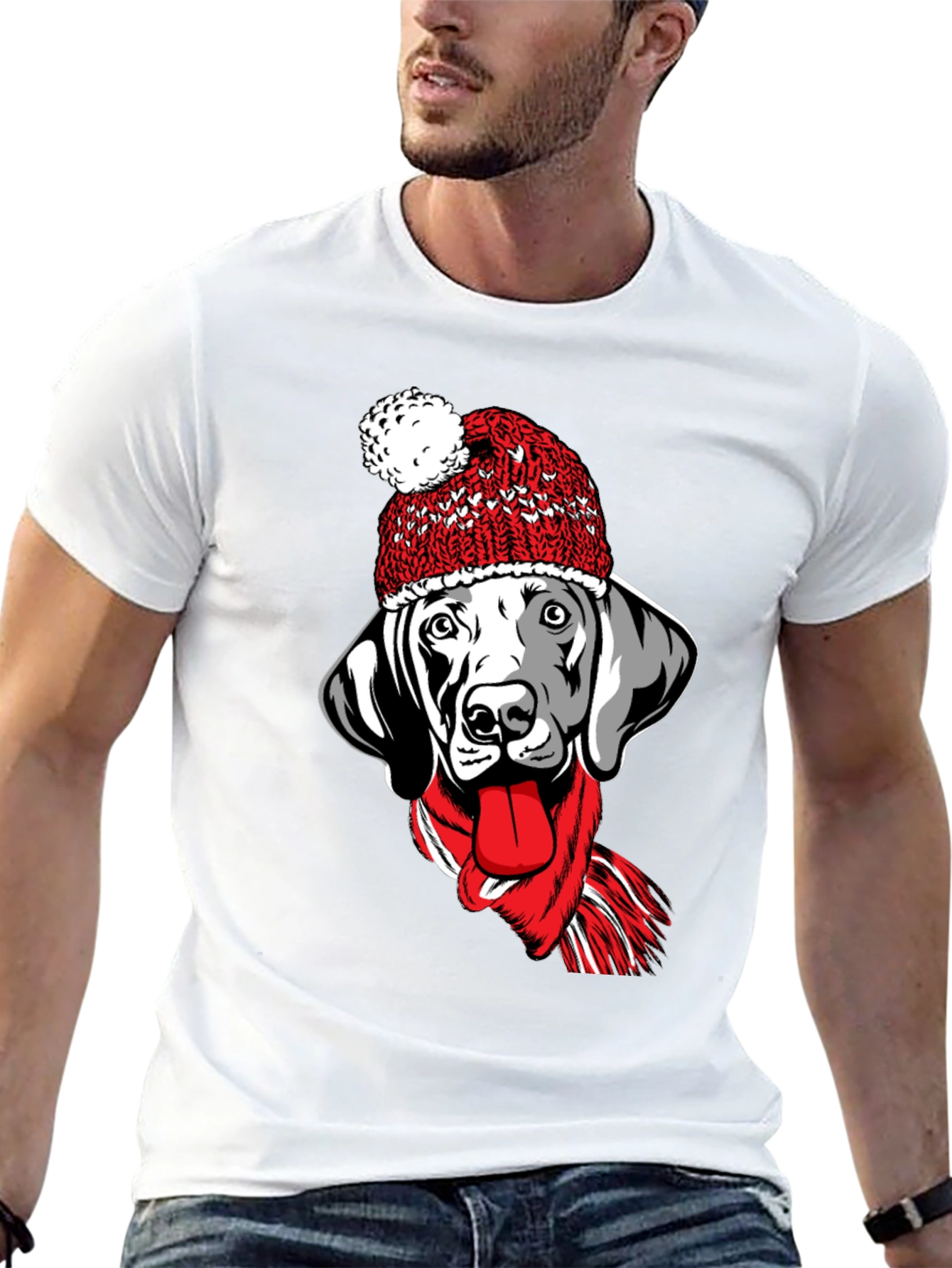 Dog with Hat & Scarf Graphic Tee