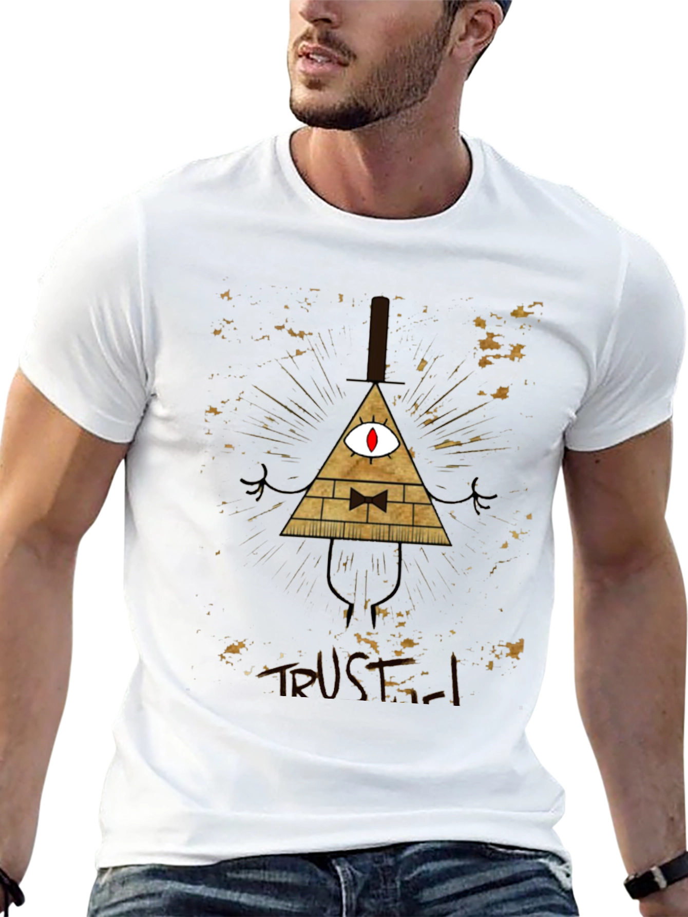 Mens Black Graphic Tee - Bill Cipher Design