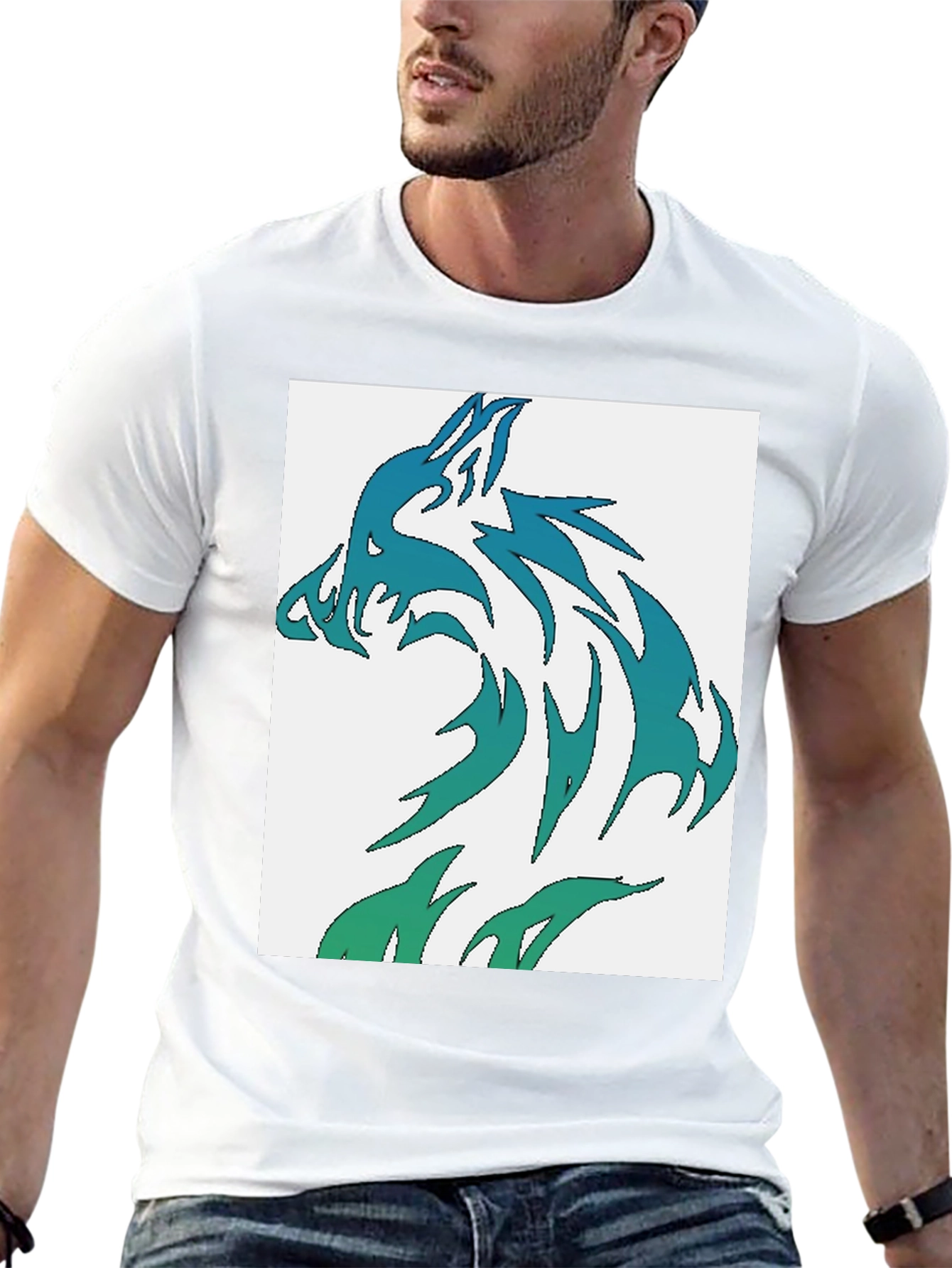 Wolf Graphic Tee - Cool Tribal Design