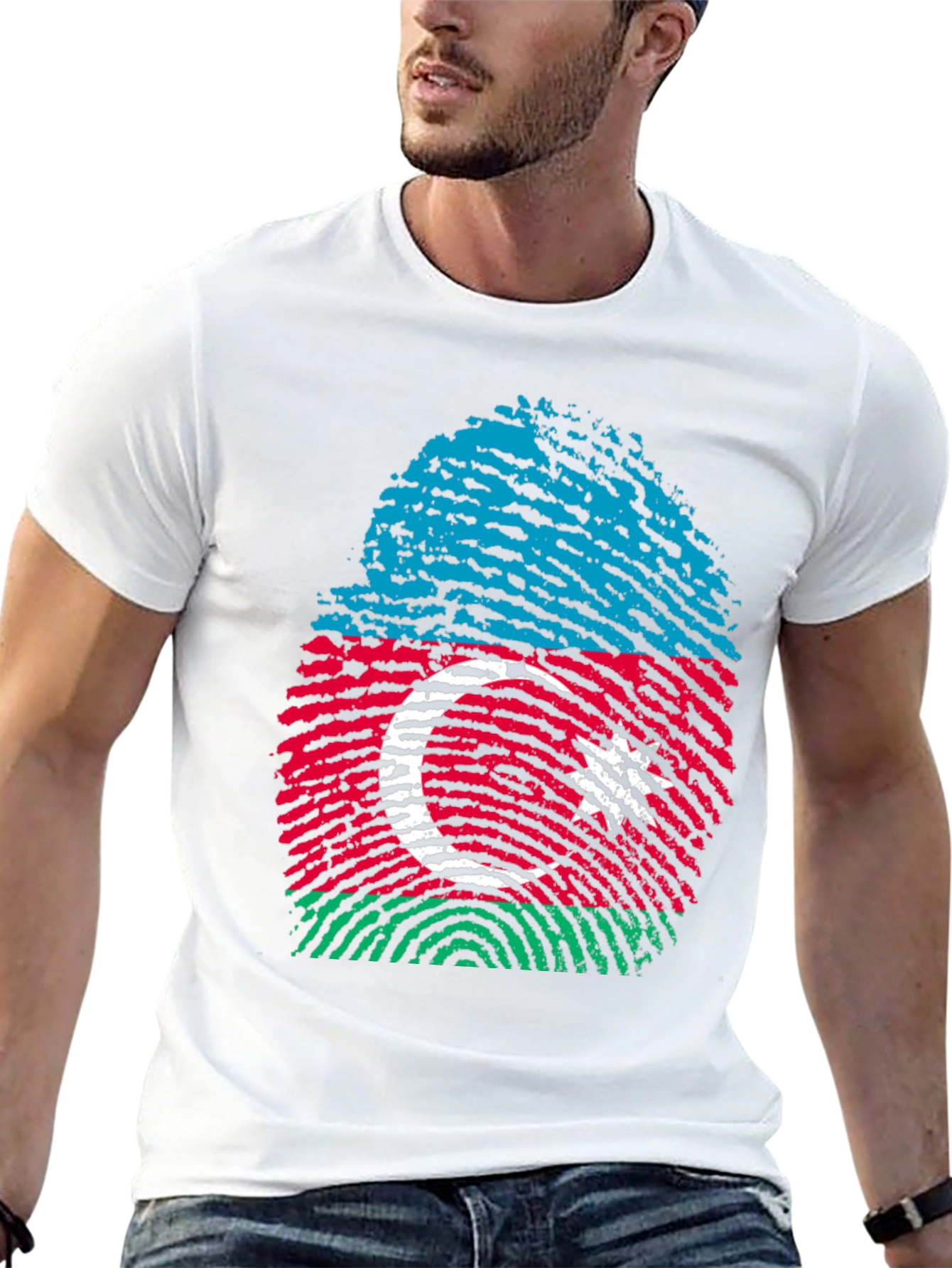 Azerbaijan Flag Fingerprint T-Shirt