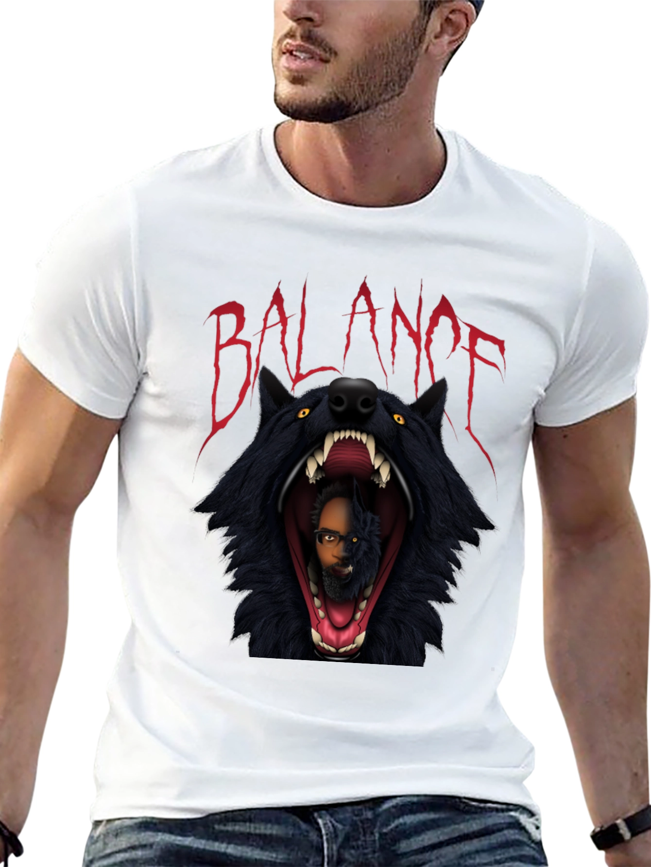 Balance Graphic Print Black T-Shirt