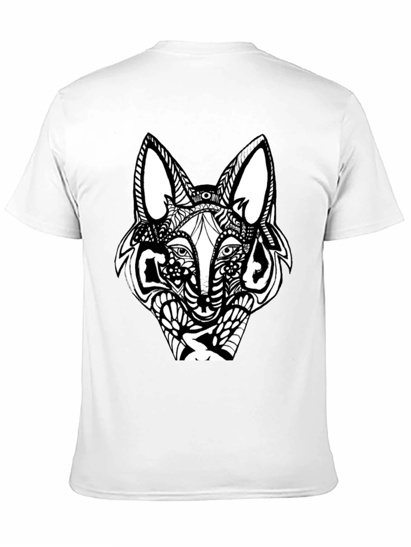 Abstract Wolf Graphic Black T-Shirt