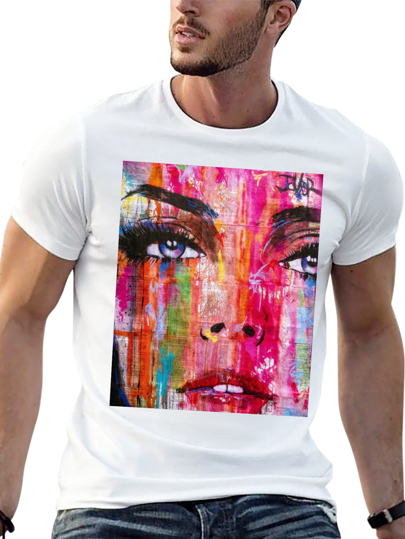 Abstract Woman Graphic Print Black T-Shirt
