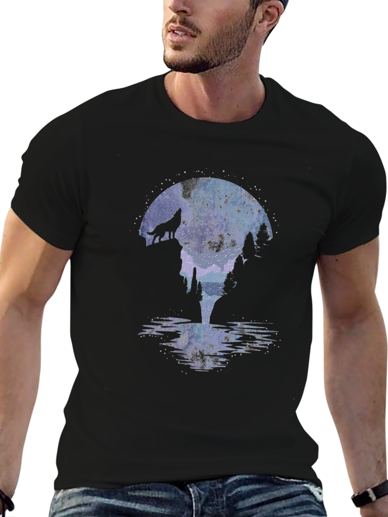 Wolf Howling at Moon T-Shirt - Nature Graphic Tee