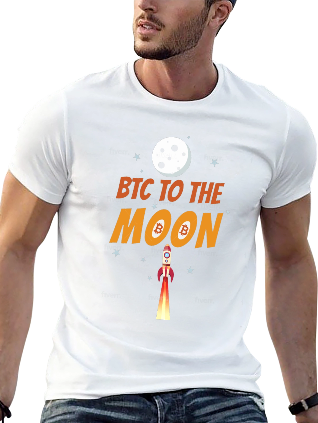 Bitcoin To The Moon Black Graphic T-Shirt